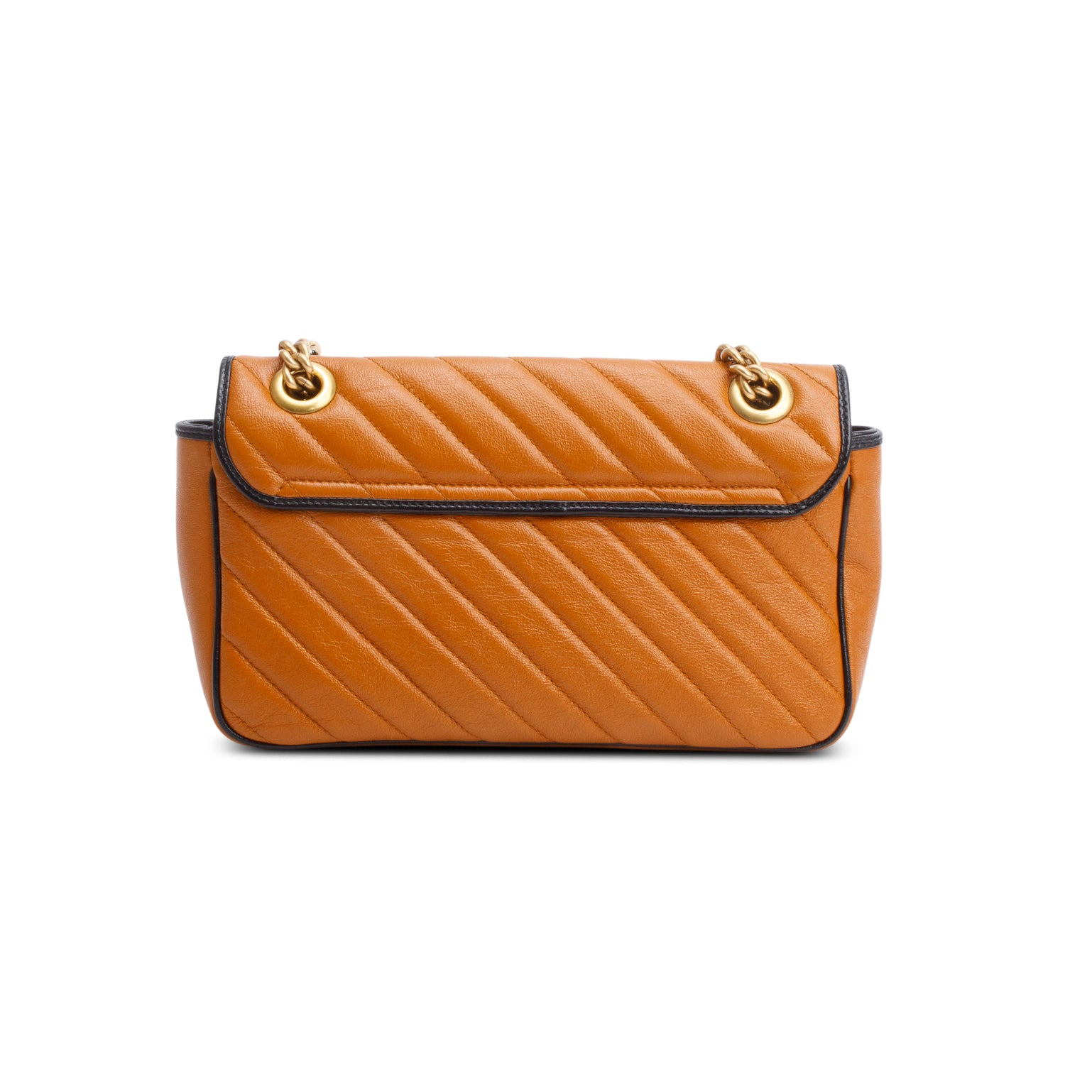 Gucci Brown/Black Trim GG Marmont Matelasse Leather Torchon Small Shoulder Bag