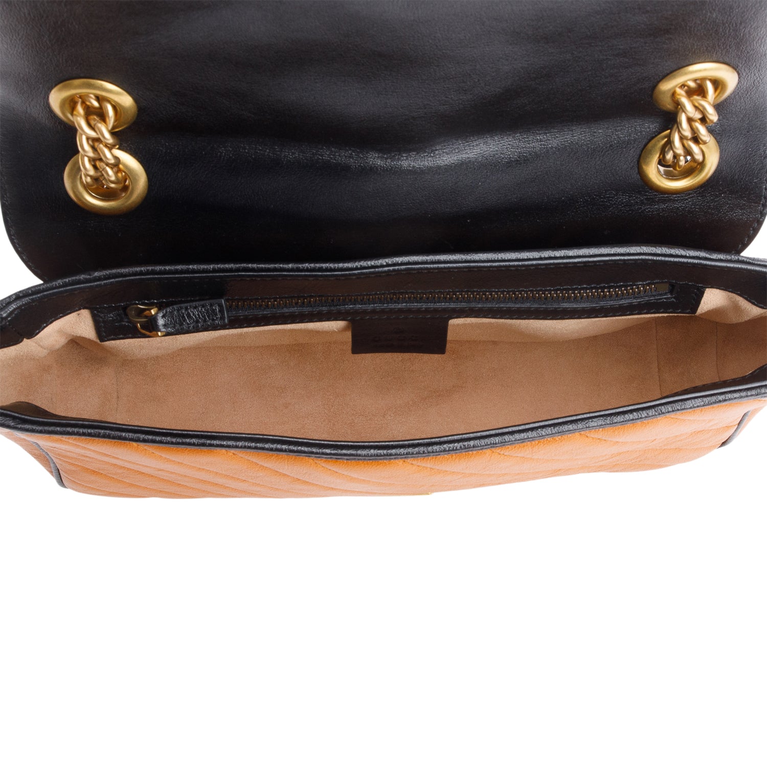 Gucci Brown/Black Trim GG Marmont Matelasse Leather Torchon Small Shoulder Bag