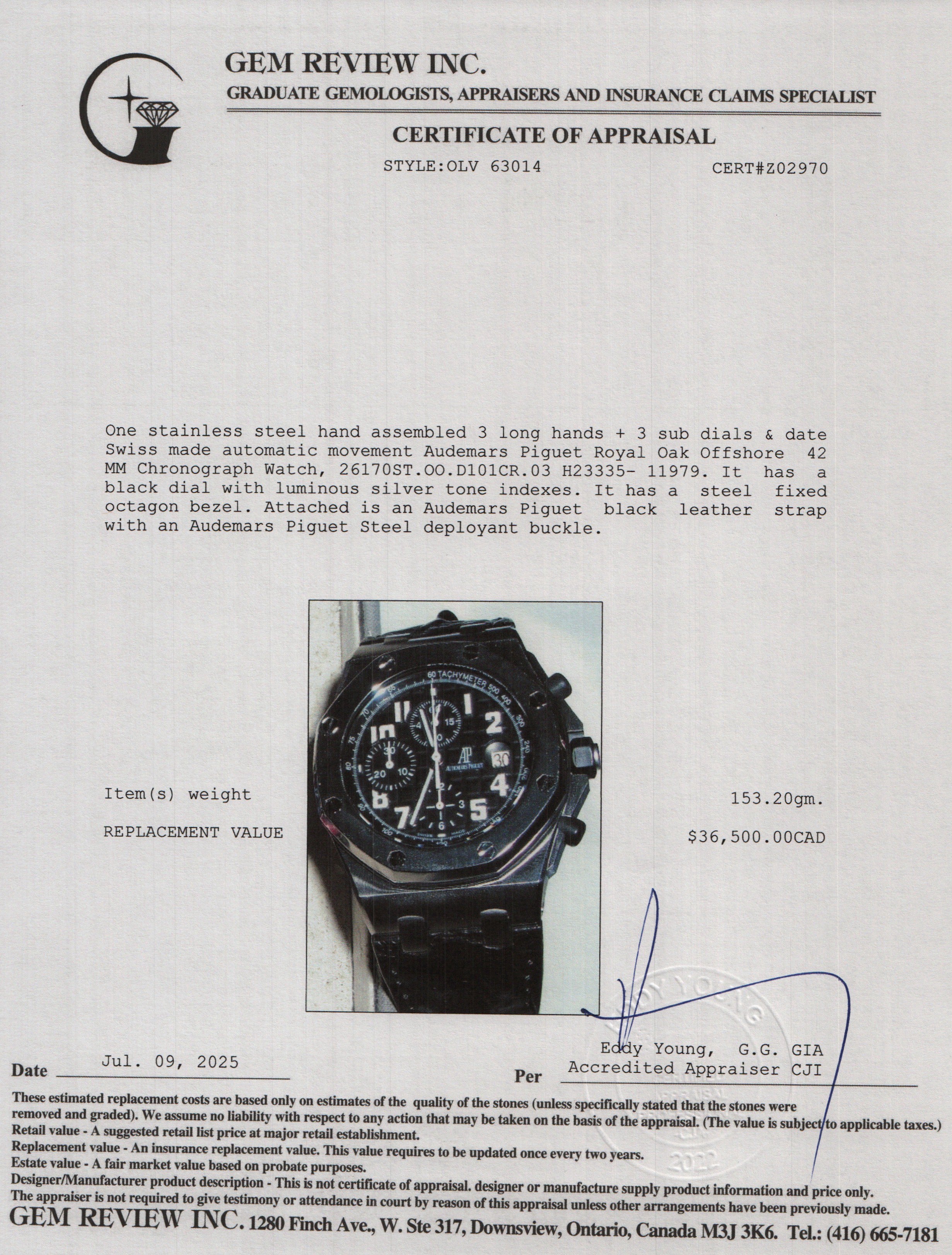 Audemars Piguet Stainless Steel Royal Oak Offshore 42 MM Chronograph Watch w/ Box & Papers