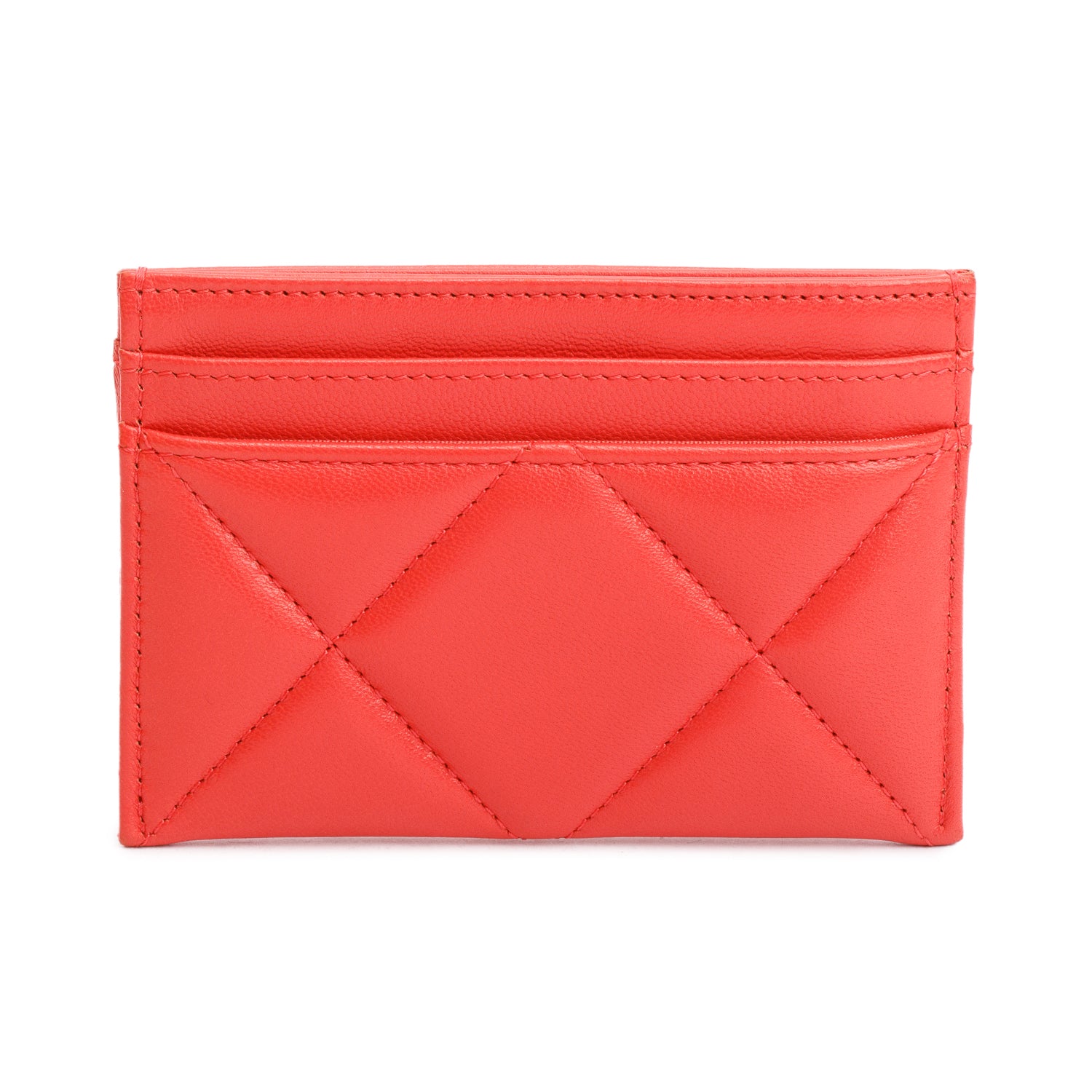 Chanel Coral Quilted Lambskin Leather 19 Card Holder w/ Box