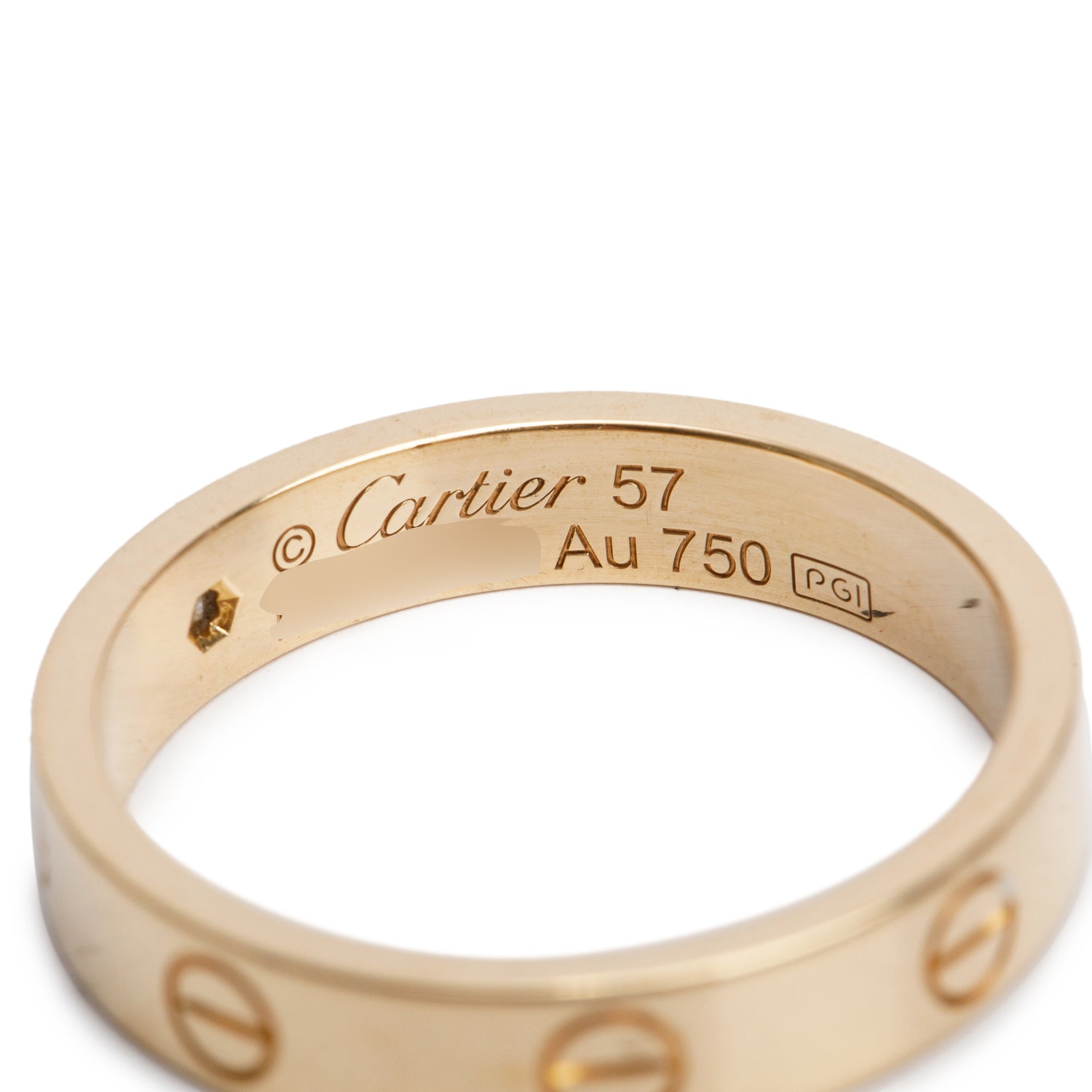 Cartier 18k Yellow Gold 1 Diamond 4 MM Love Wedding Band Ring, Size 57 8