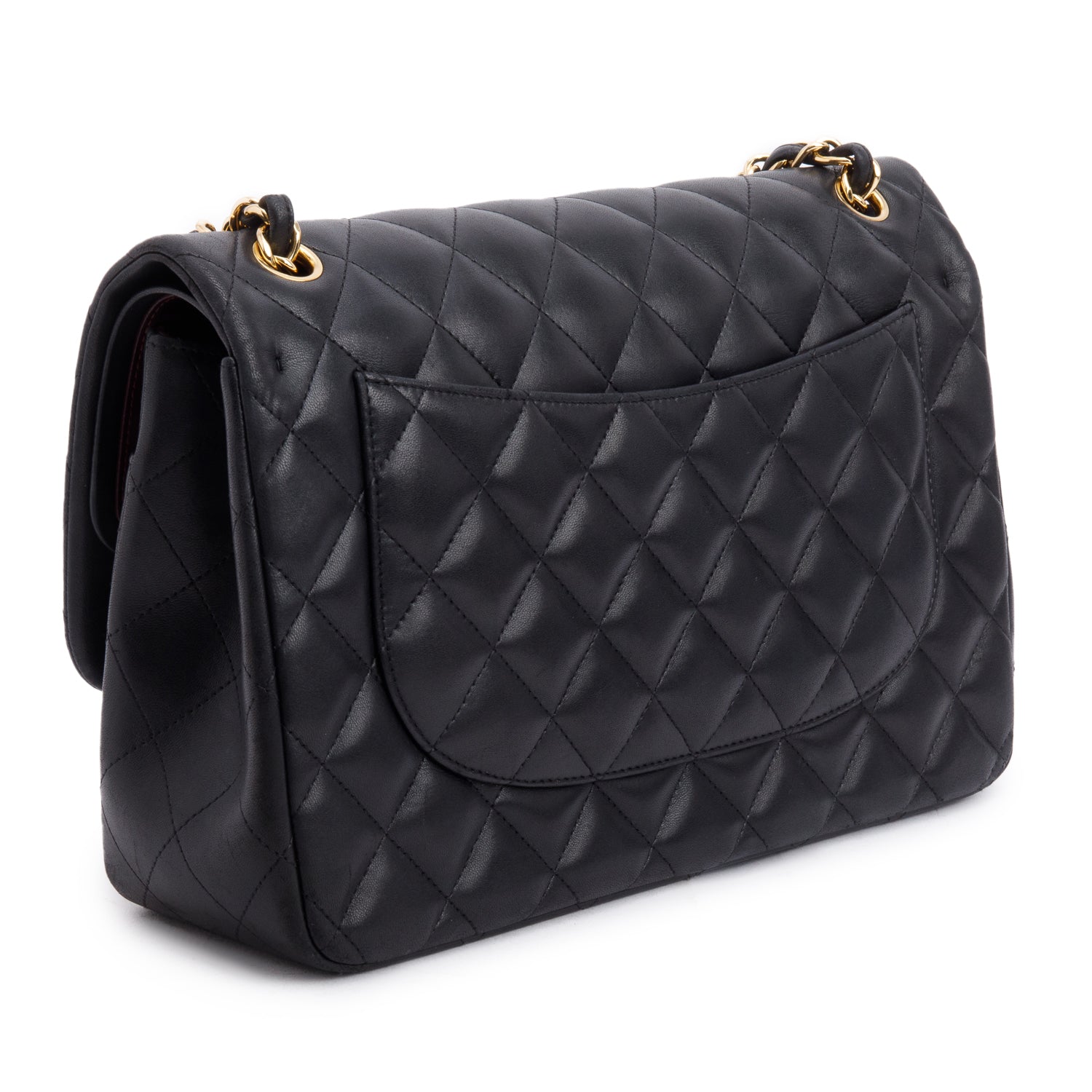 Chanel Black Quilted Lambskin Leather Classic Jumbo Double Flap Bag w/ Box, Receipt & Authenticity Card