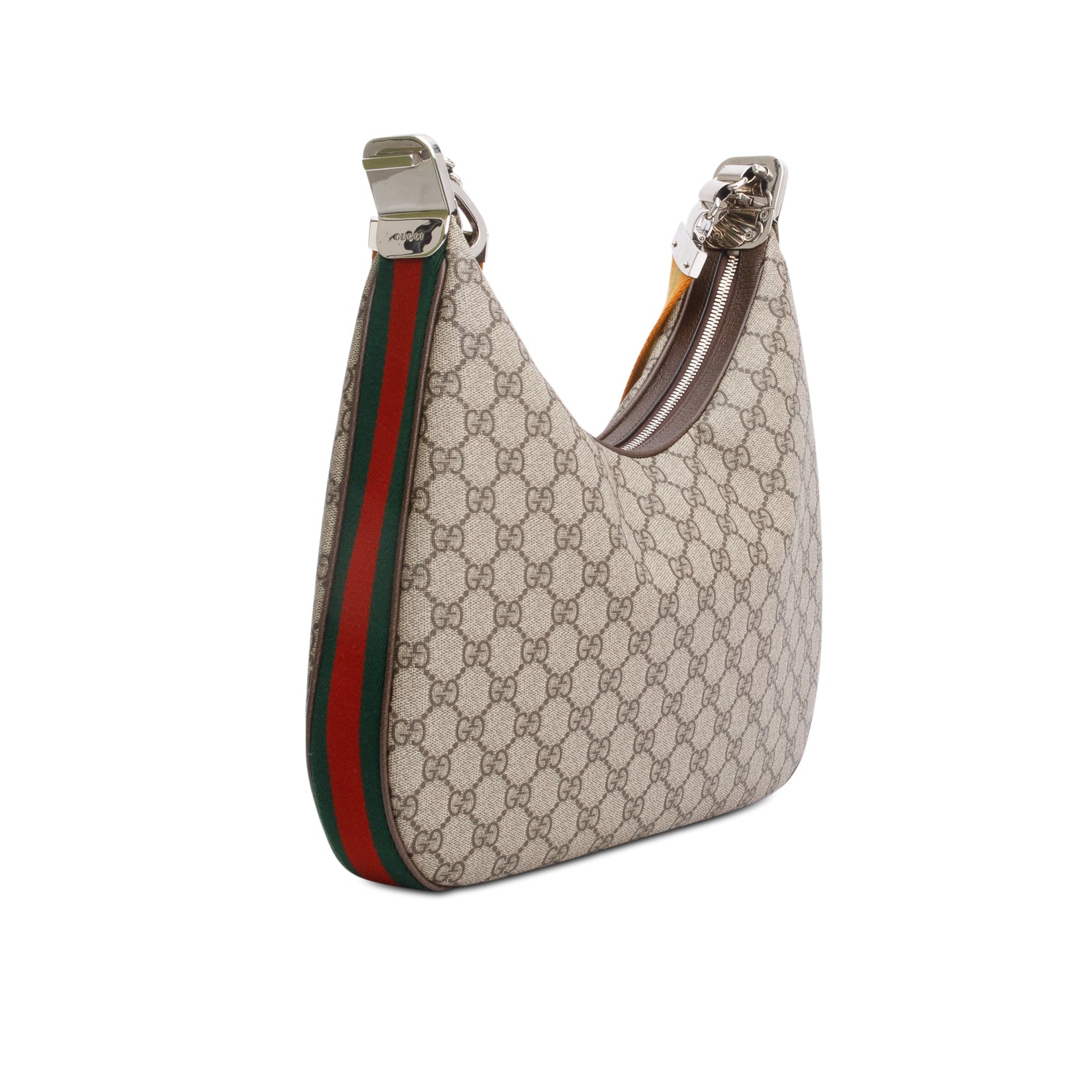 Gucci Beige/Navy GG Supreme Web Attache Medium Hobo Bag w/ Box