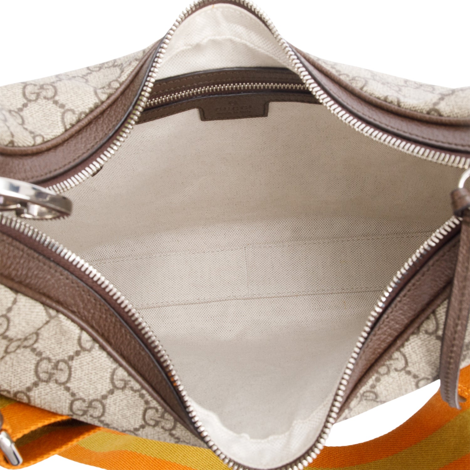 Gucci Beige/Navy GG Supreme Web Attache Medium Hobo Bag w/ Box