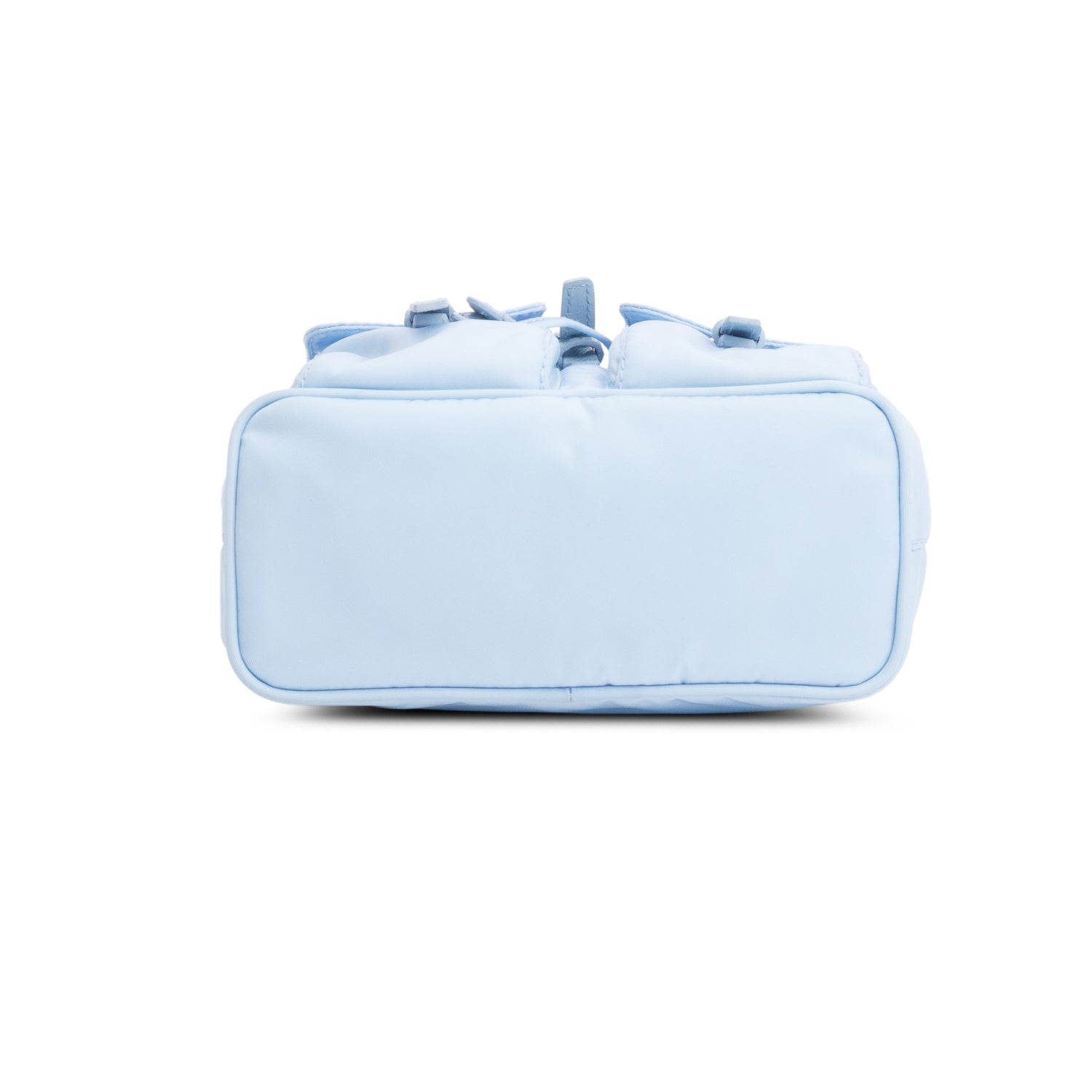 Prada 2022 Blue Tessuto Nylon & Saffiano Leather Mini Double Pocket Chain Shoulder Bag w/ Authenticity Card