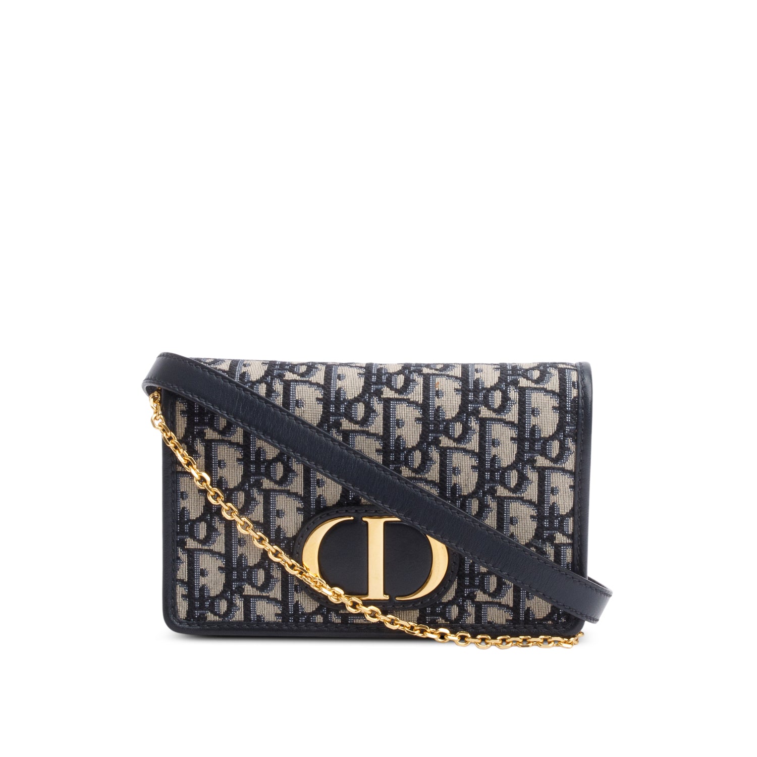 Christian Dior 2021 Navy Oblique 30 Montaigne 2-In-1 Pouch Bag w/ Straps, Box & Receipt