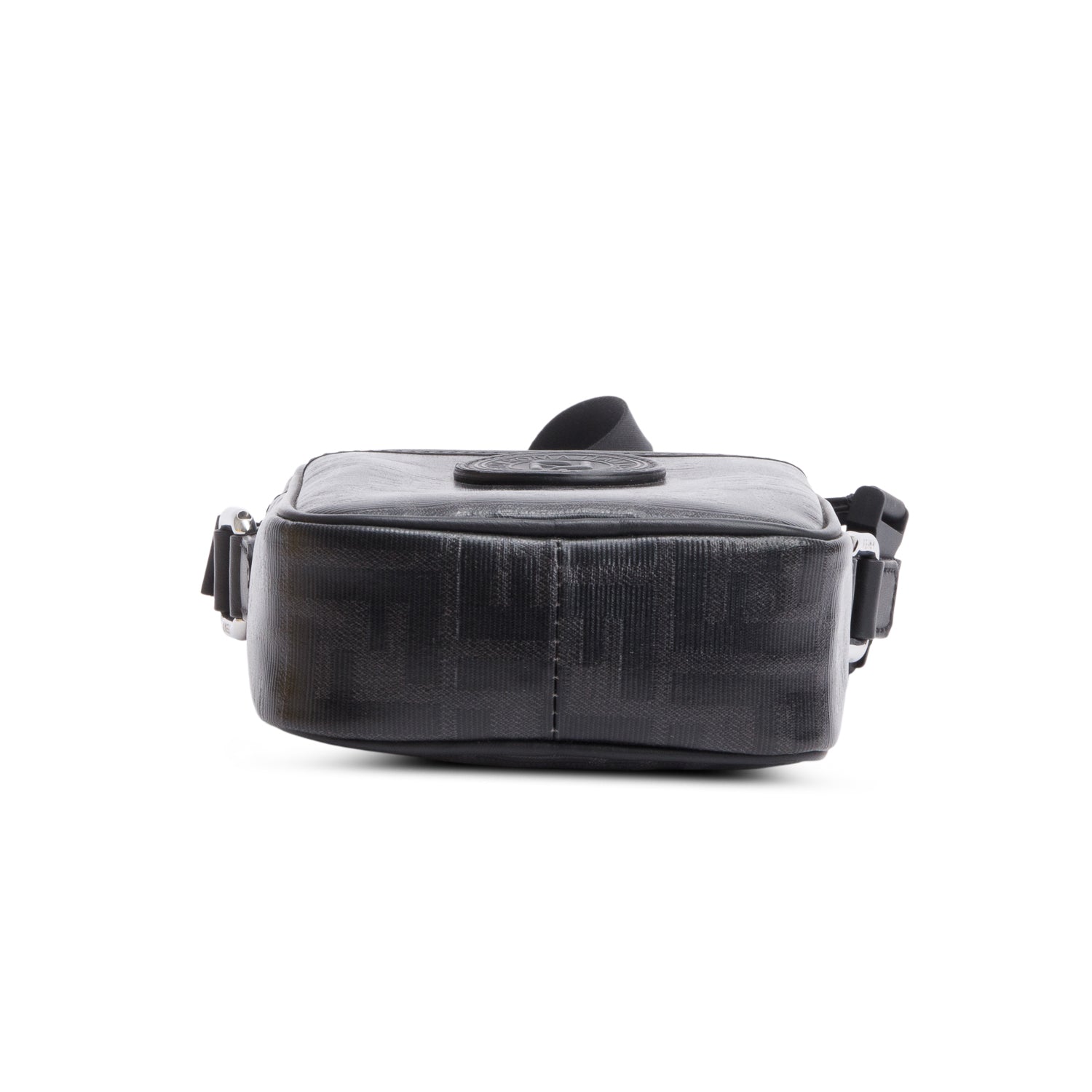 Fendi Black FF Zucca Coated Canvas Black Leather 1974 Double F Mini Camera Bag w/ Box