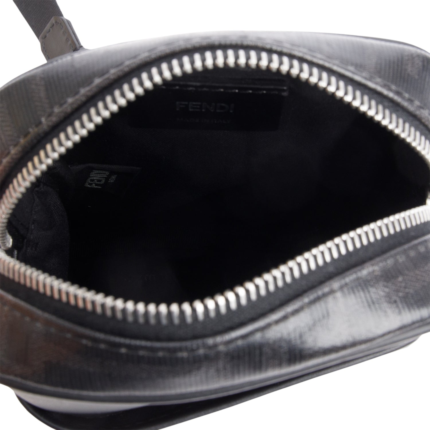 Fendi Black FF Zucca Coated Canvas Black Leather 1974 Double