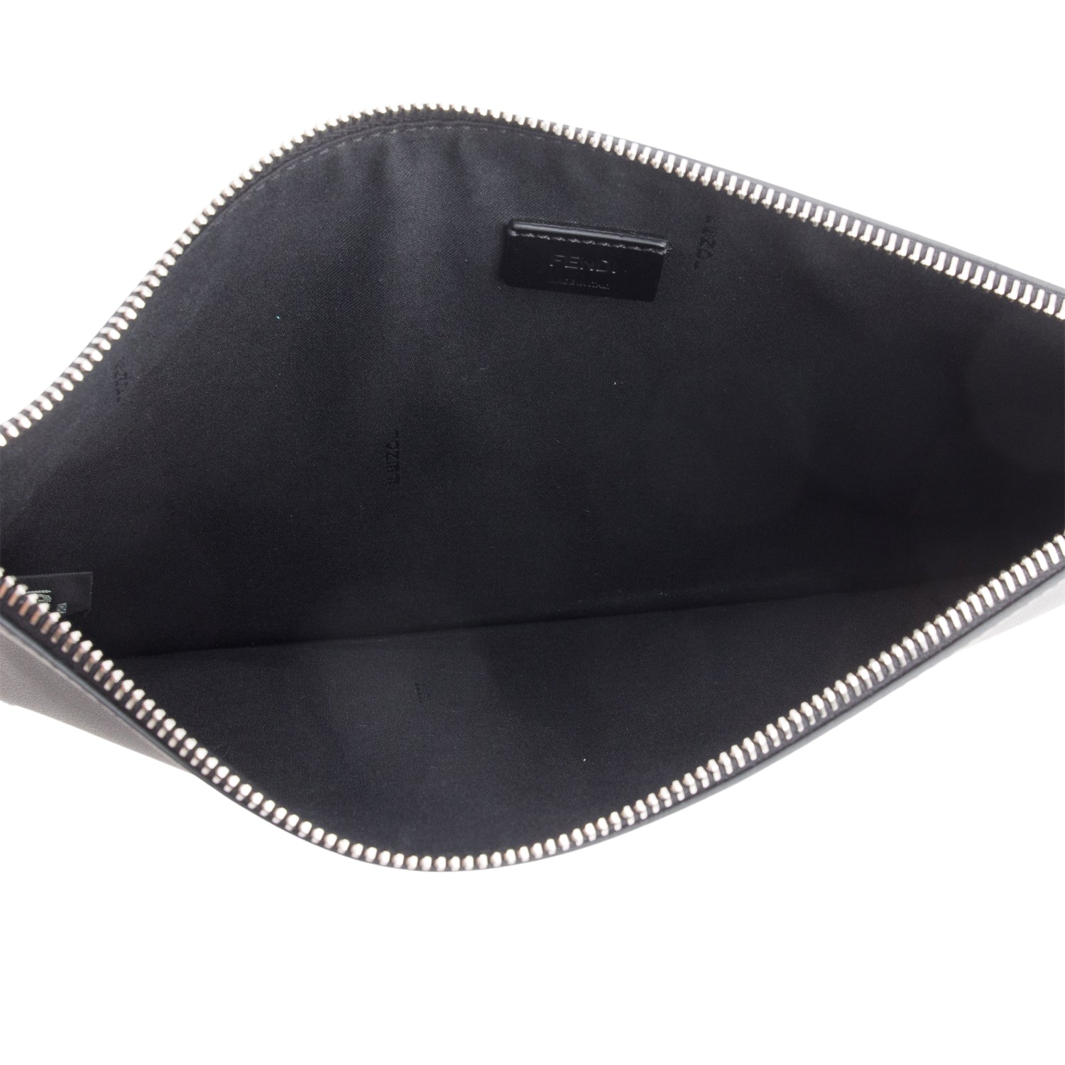 Fendi Black Calfskin Leather Monster Eye Zip Clutch w/ Box