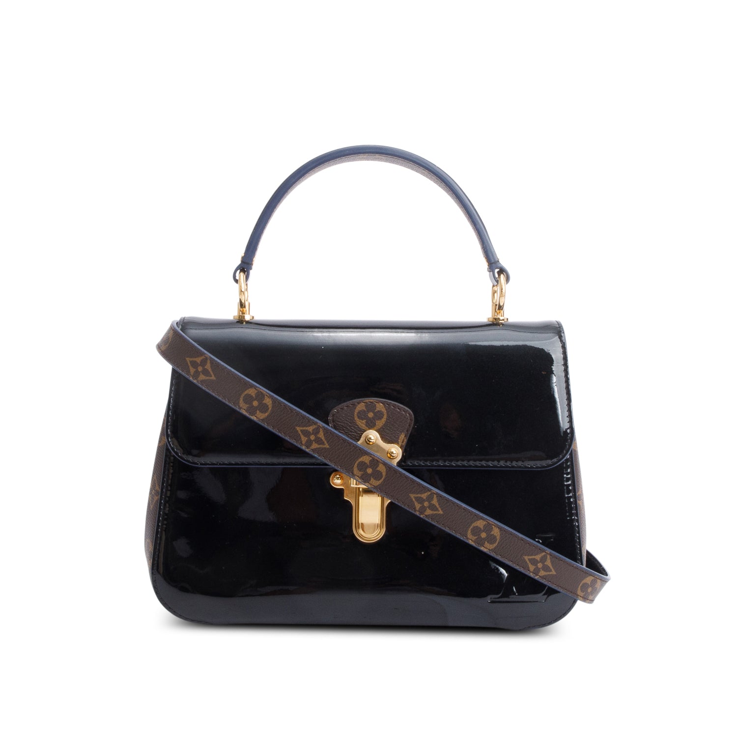 Louis Vuitton Black Vernis Monogram Trim Cherrywood PM w/ Strap