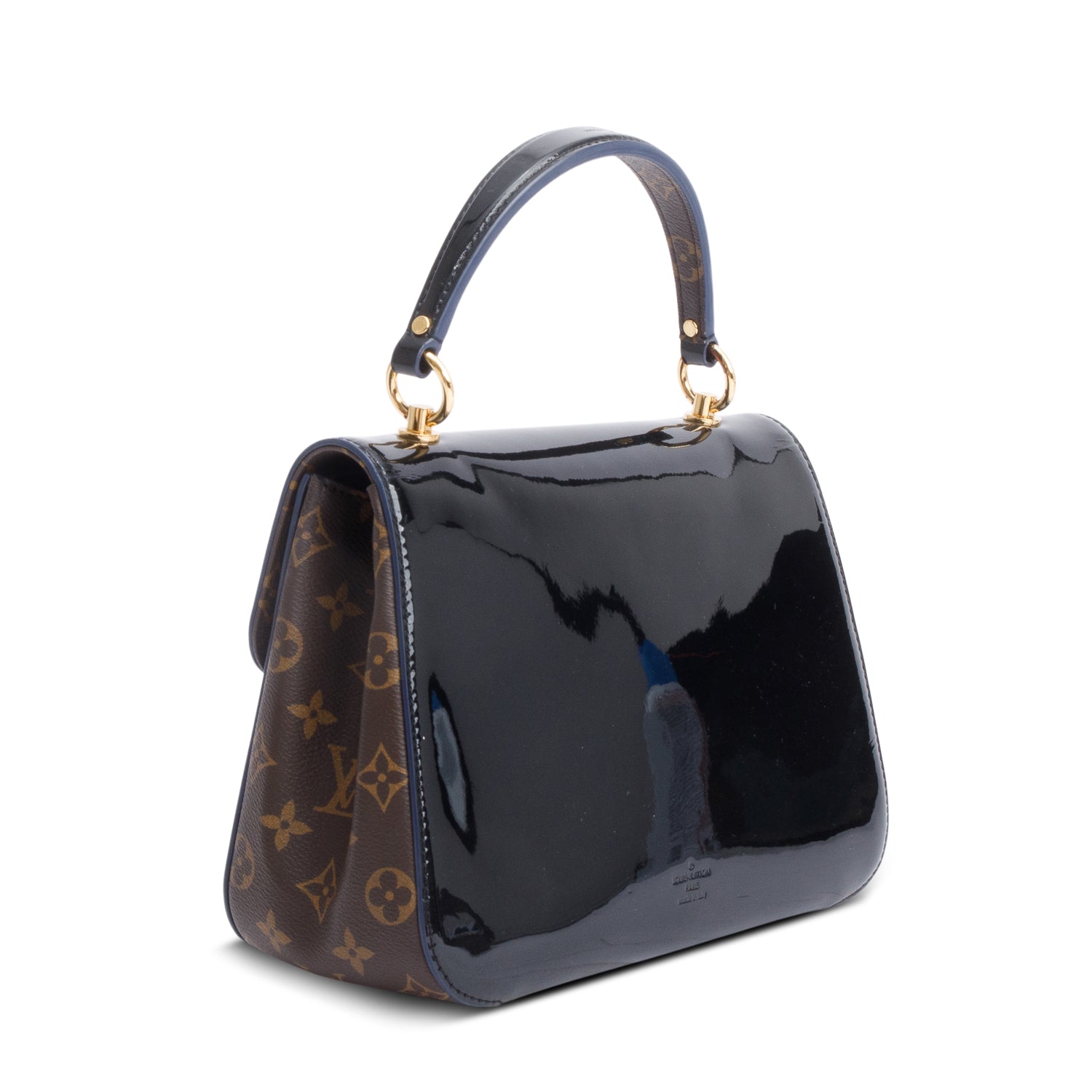 Louis Vuitton Black Vernis Monogram Trim Cherrywood PM w/ Strap