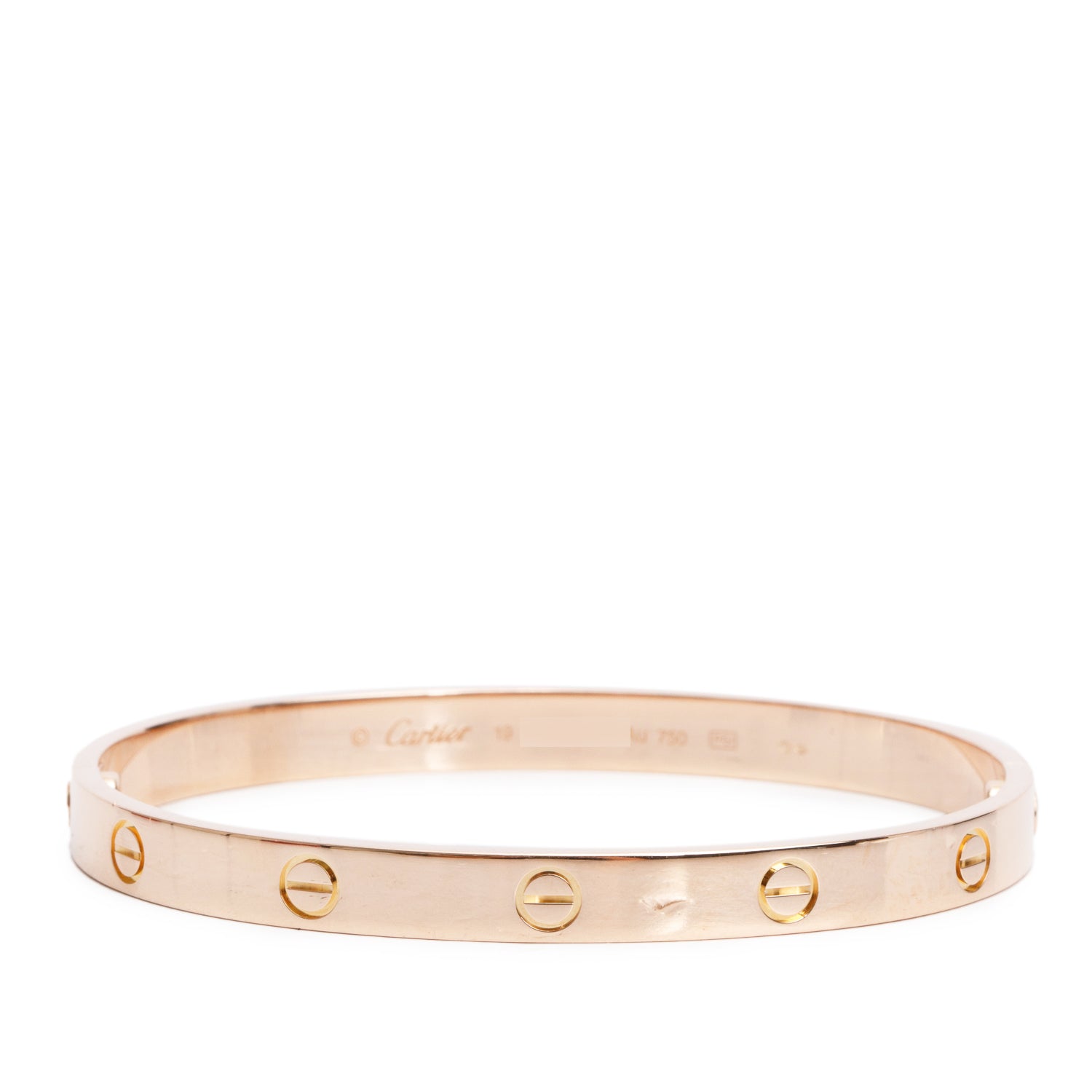 Cartier 18k Rose Gold Love Bracelet, Classic Model, Size 19 w/ Box & Certificate