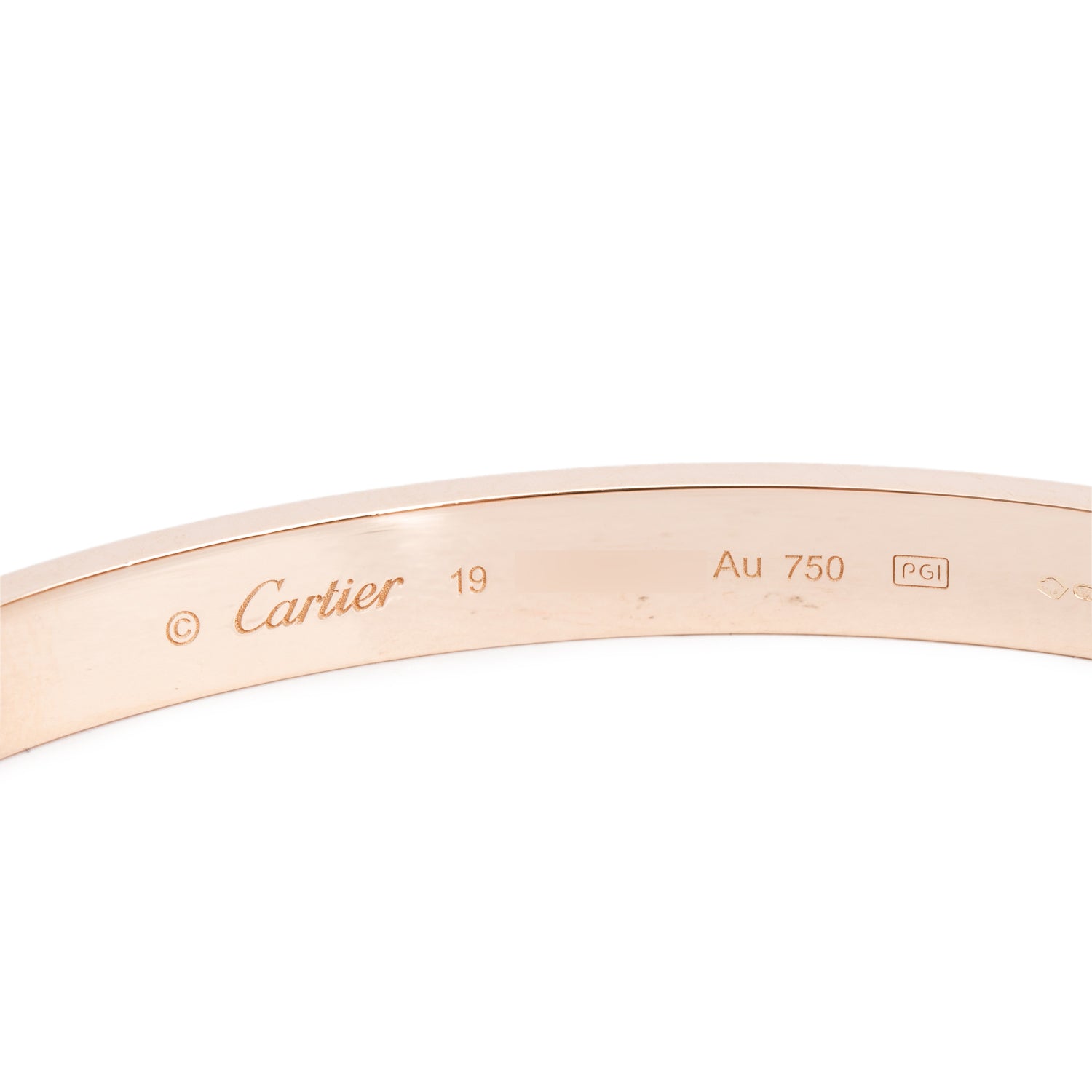 Cartier 18k Rose Gold Love Bracelet, Classic Model, Size 19 w/ Box & Certificate