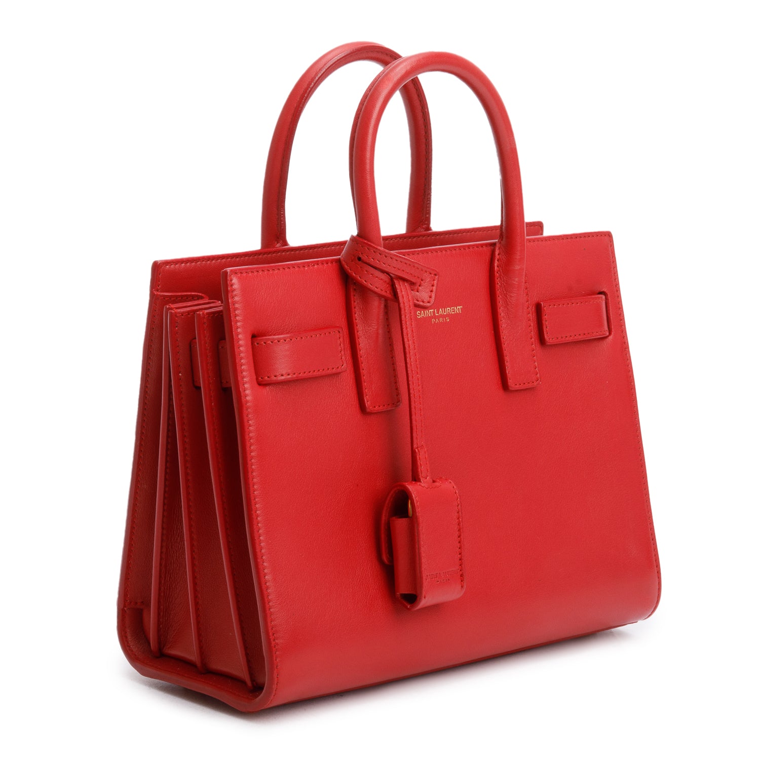 Saint Laurent Red Smooth Leather Nano Sac De Jour w/ Strap
