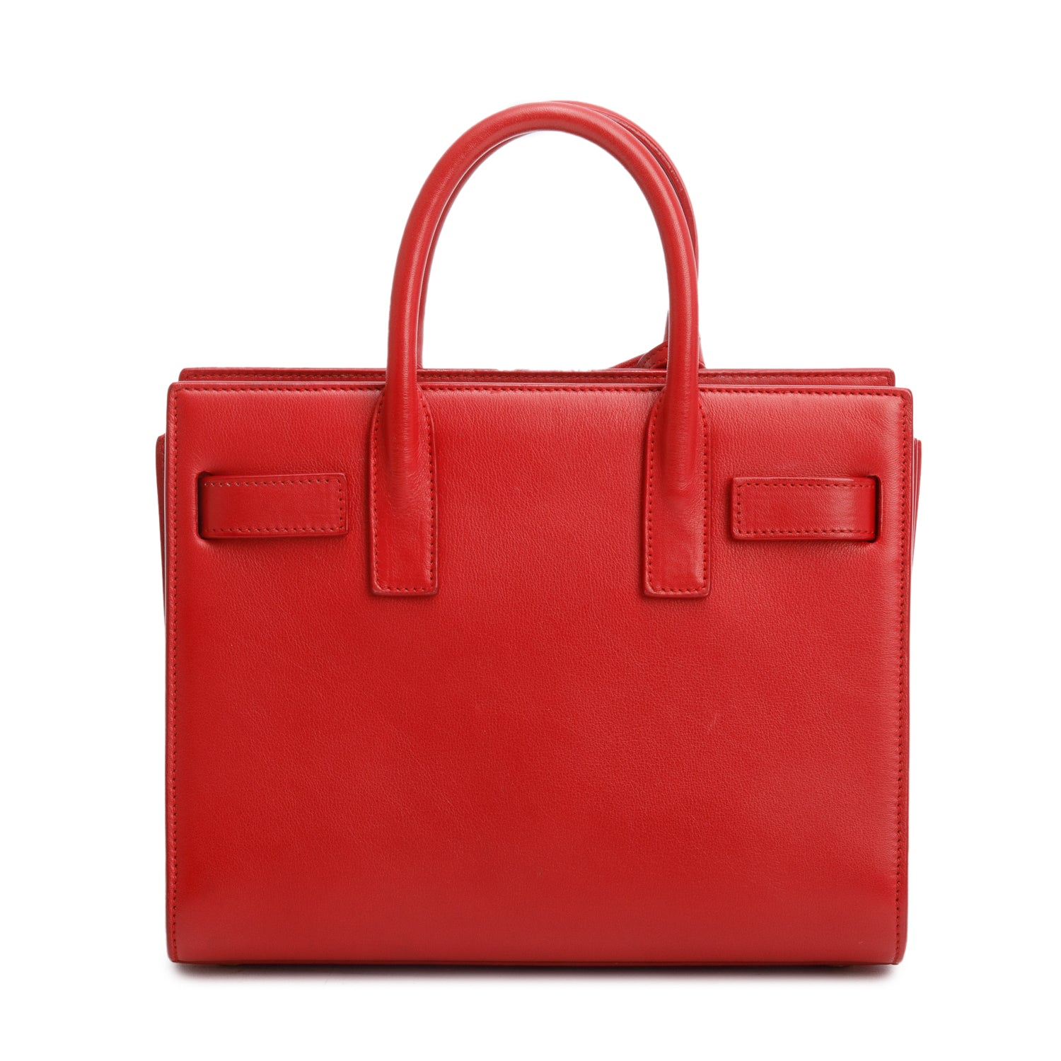 Saint Laurent Red Smooth Leather Nano Sac De Jour w/ Strap