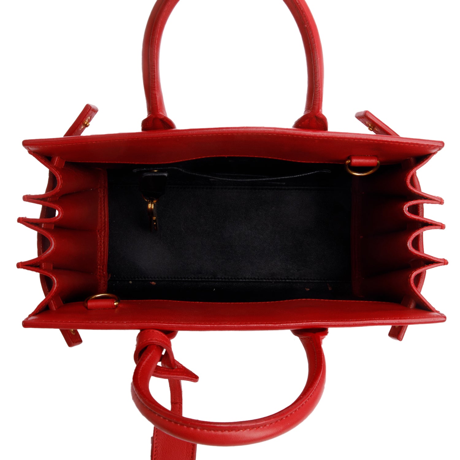 Saint Laurent Red Smooth Leather Nano Sac De Jour w/ Strap