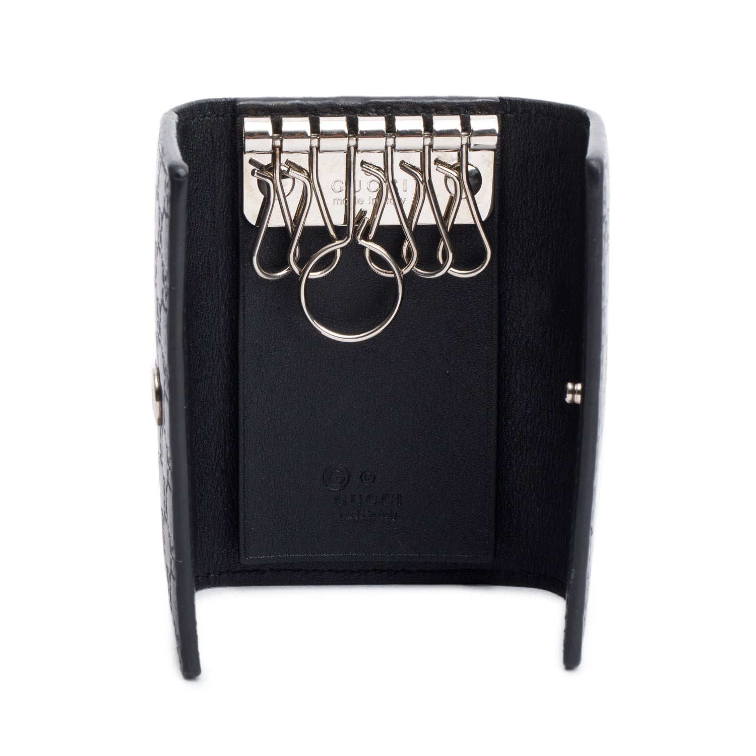 Gucci Black Microguccissima Leather Key Holder