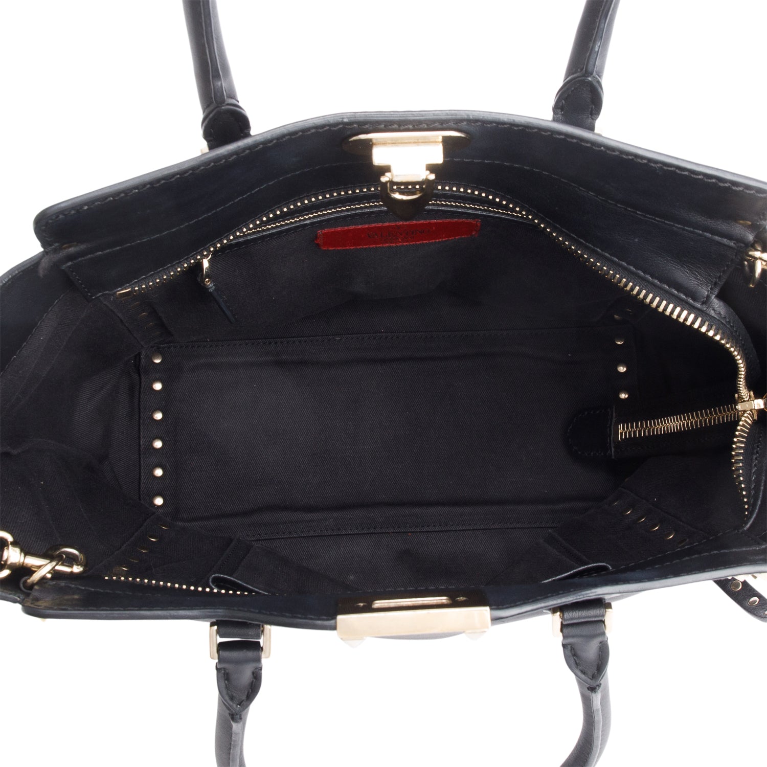 Valentino Black Calfskin Leather Medium Rockstud Tote Bag w/ Strap