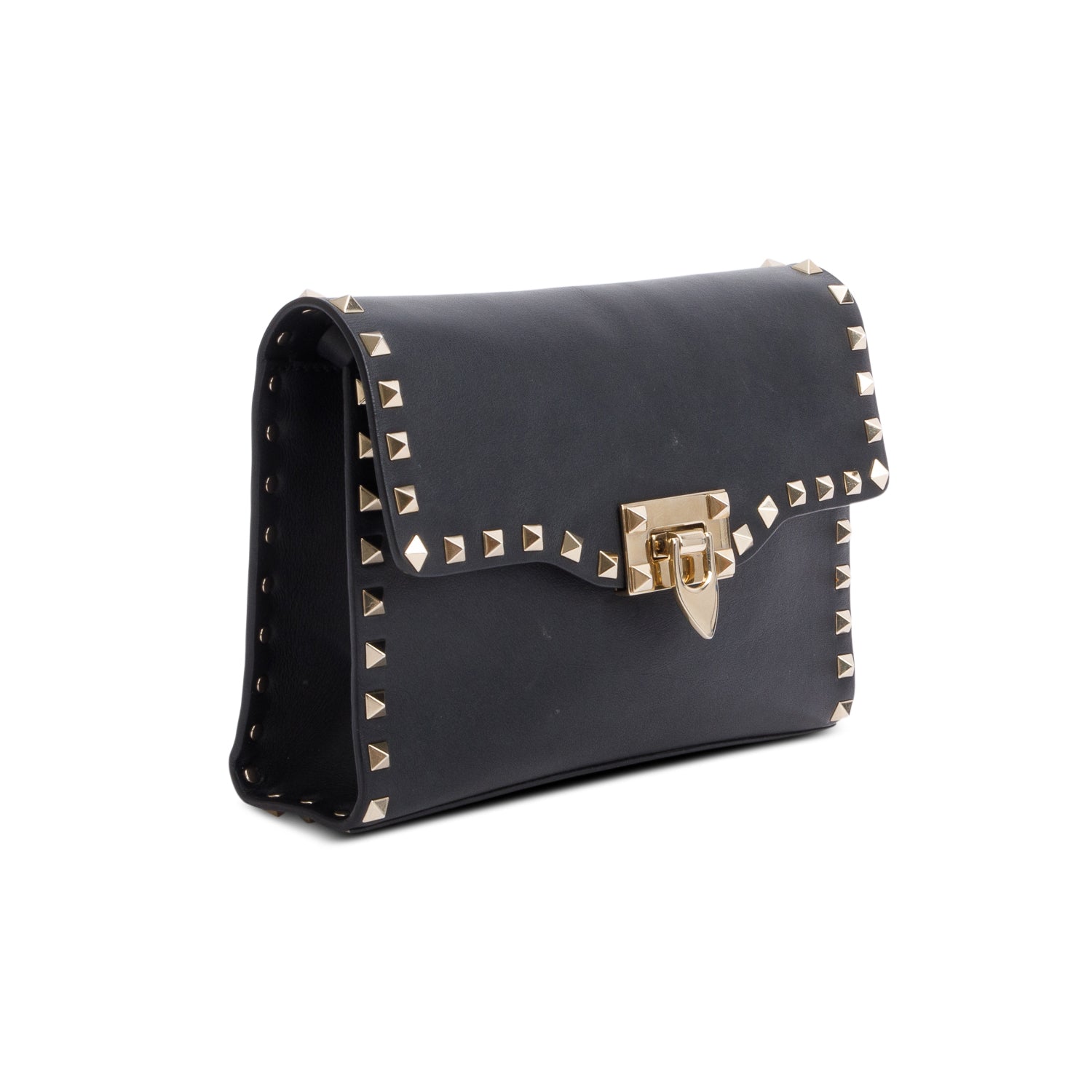 Valentino Black Calfskin Leather Rockstud Crossbody Bag