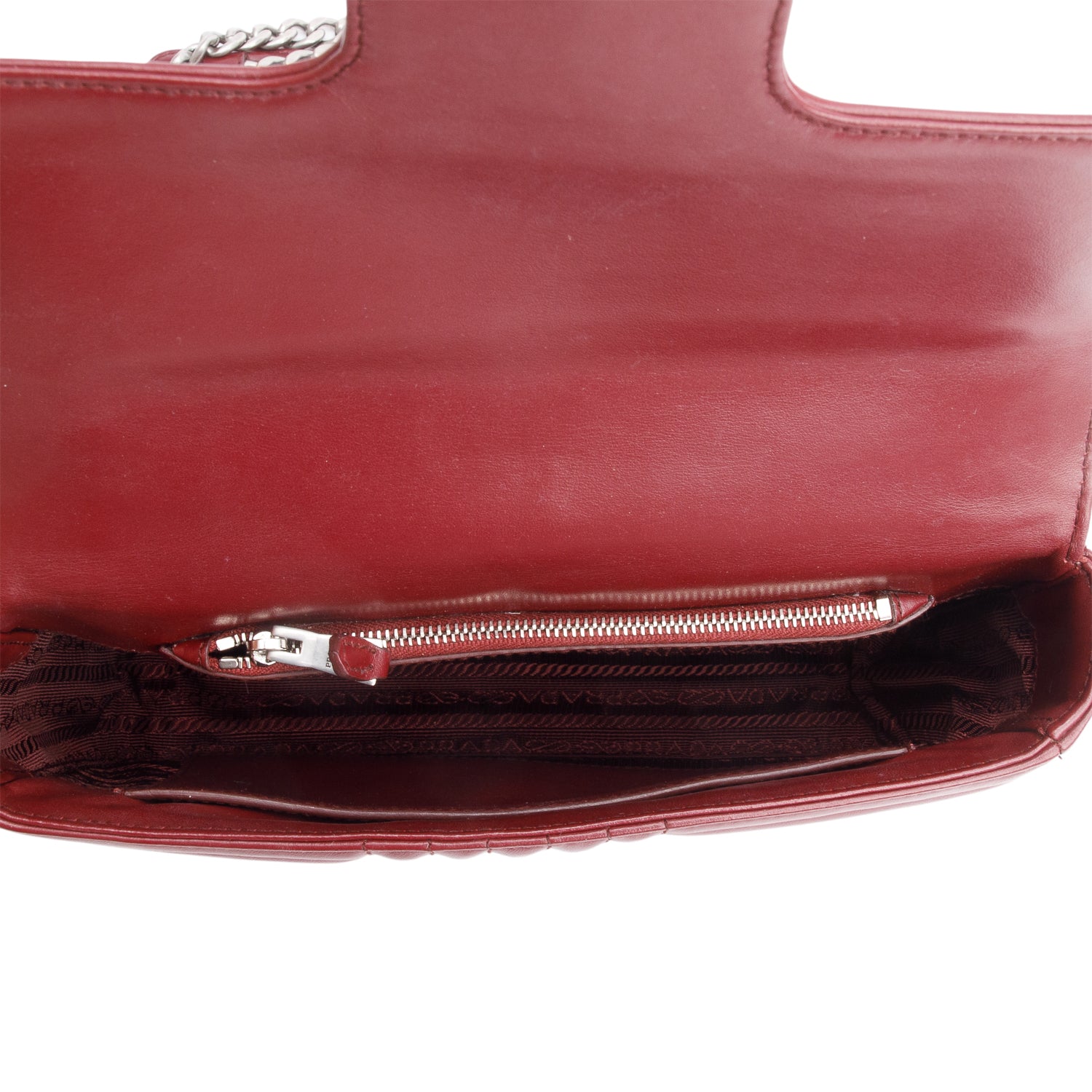 Prada Burgundy Soft Calf Impunture Diagramme Medium Chain Flap Shoulder Bag