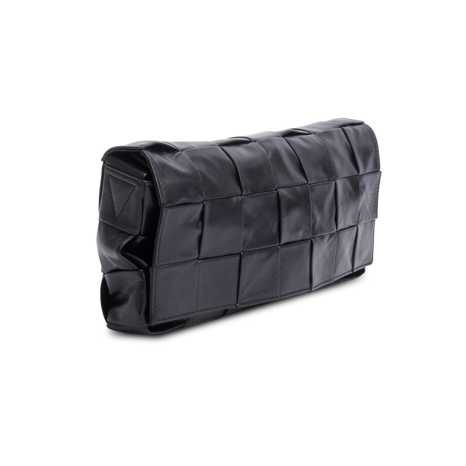 Bottega Veneta Black Paper Intrecciato The Stretch Cassette Bag w/ Zip Pouch