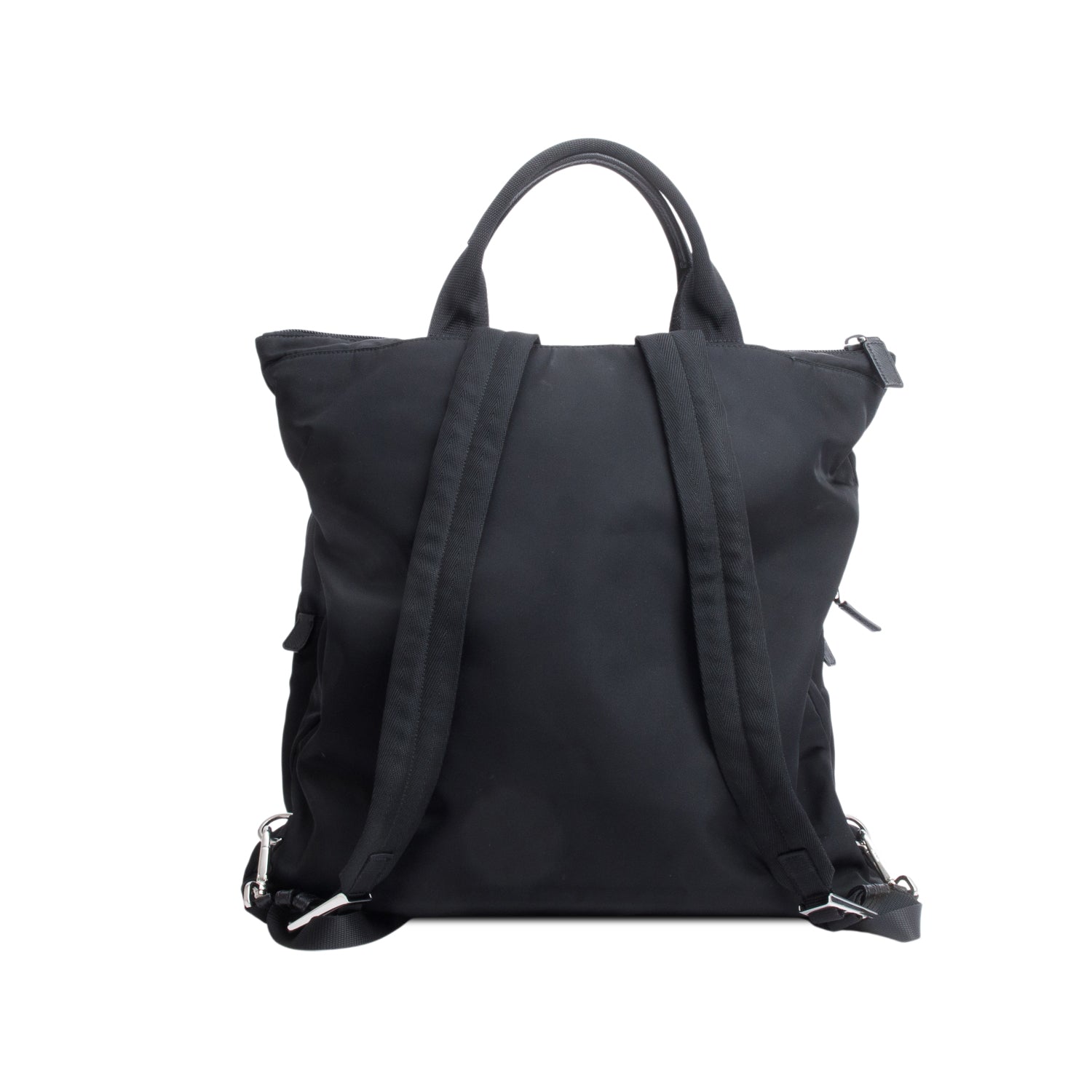 Prada Black Re-Nylon and Saffiano Leather Montagna Tote Backpack