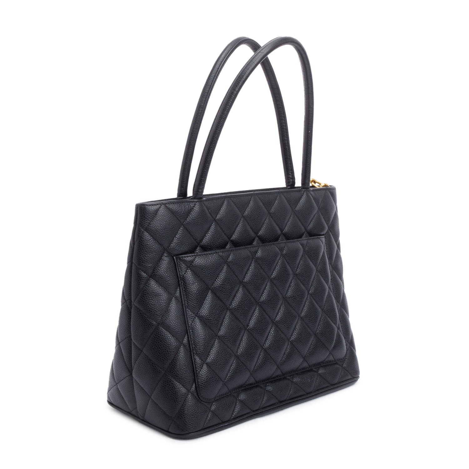 Chanel Vintage Black Caviar Leather Medallion Tote
