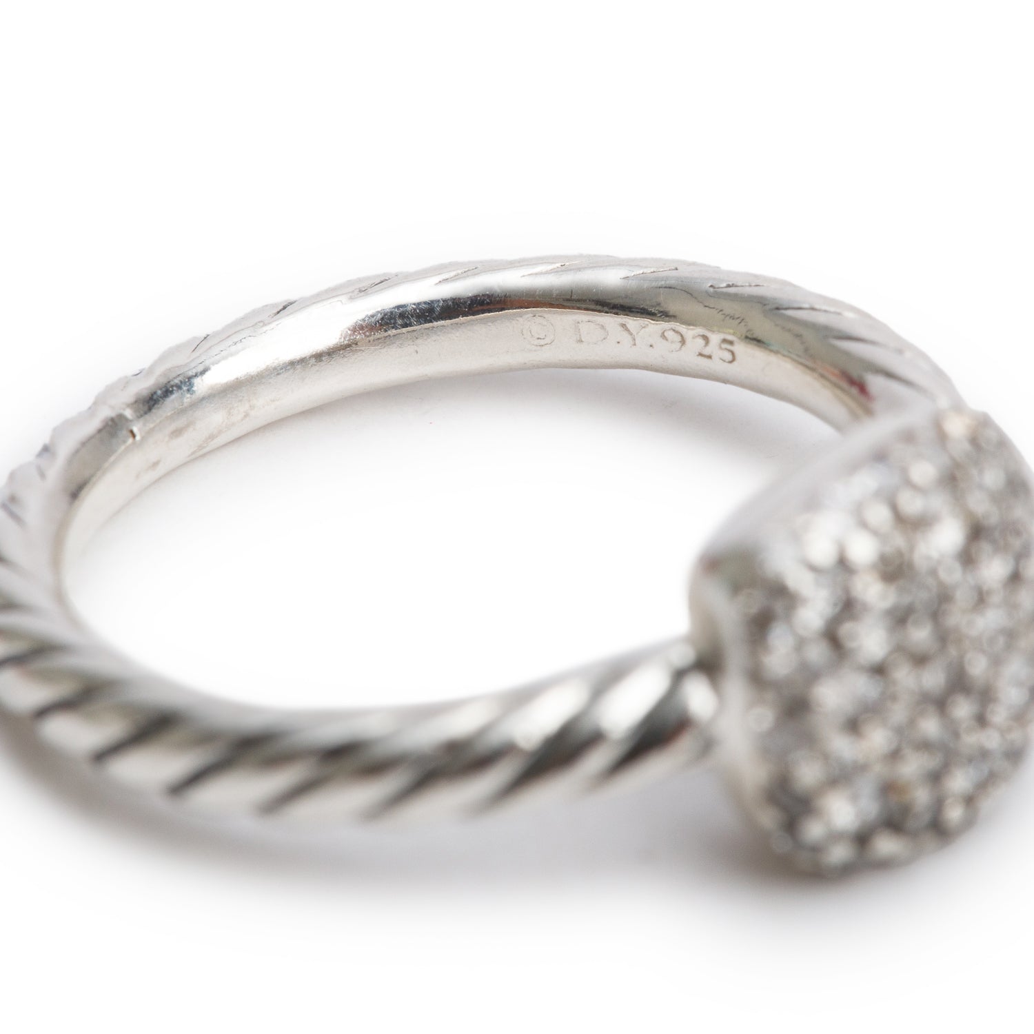 David Yurman Sterling Silver Pave Diamond Petite Cable Ring, Size 3.25