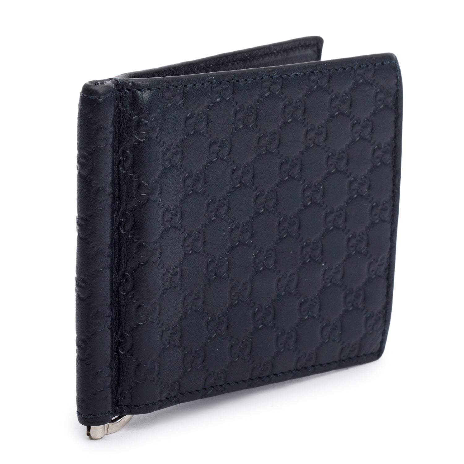 Gucci Black Microguccissima Jumbo GG Money Clip Card Holder