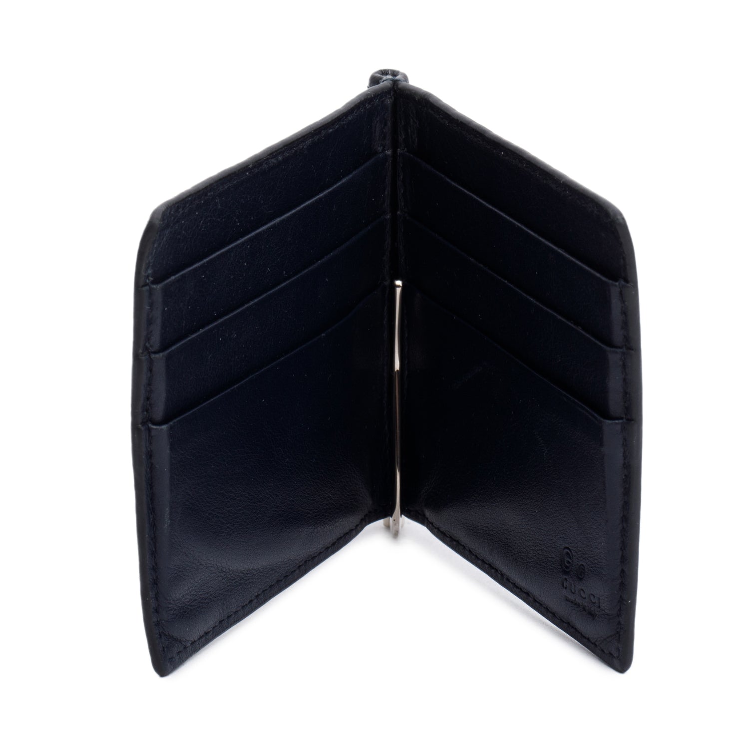 Gucci Black Microguccissima Jumbo GG Money Clip Card Holder