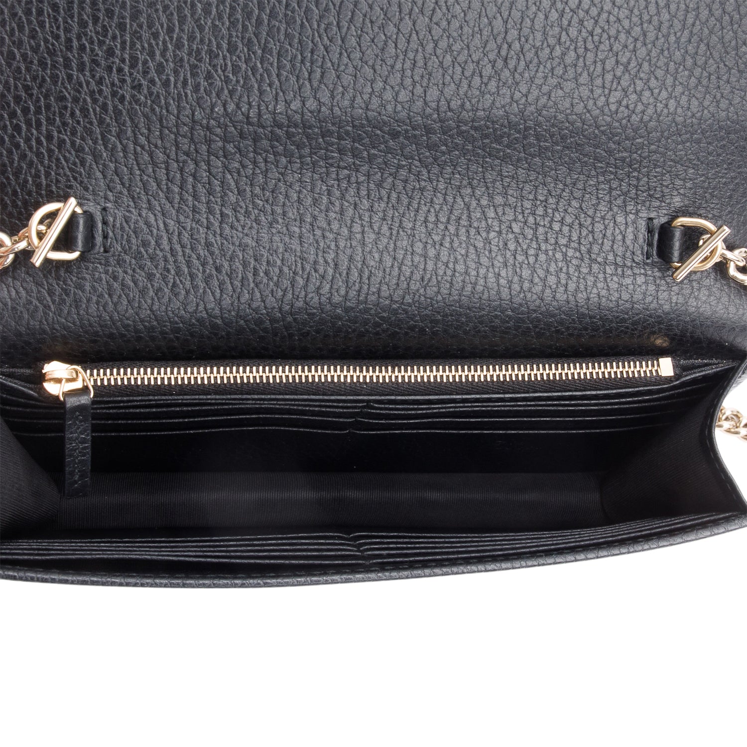 Gucci Black Leather Interlocking G Wallet on Chain w/ Box