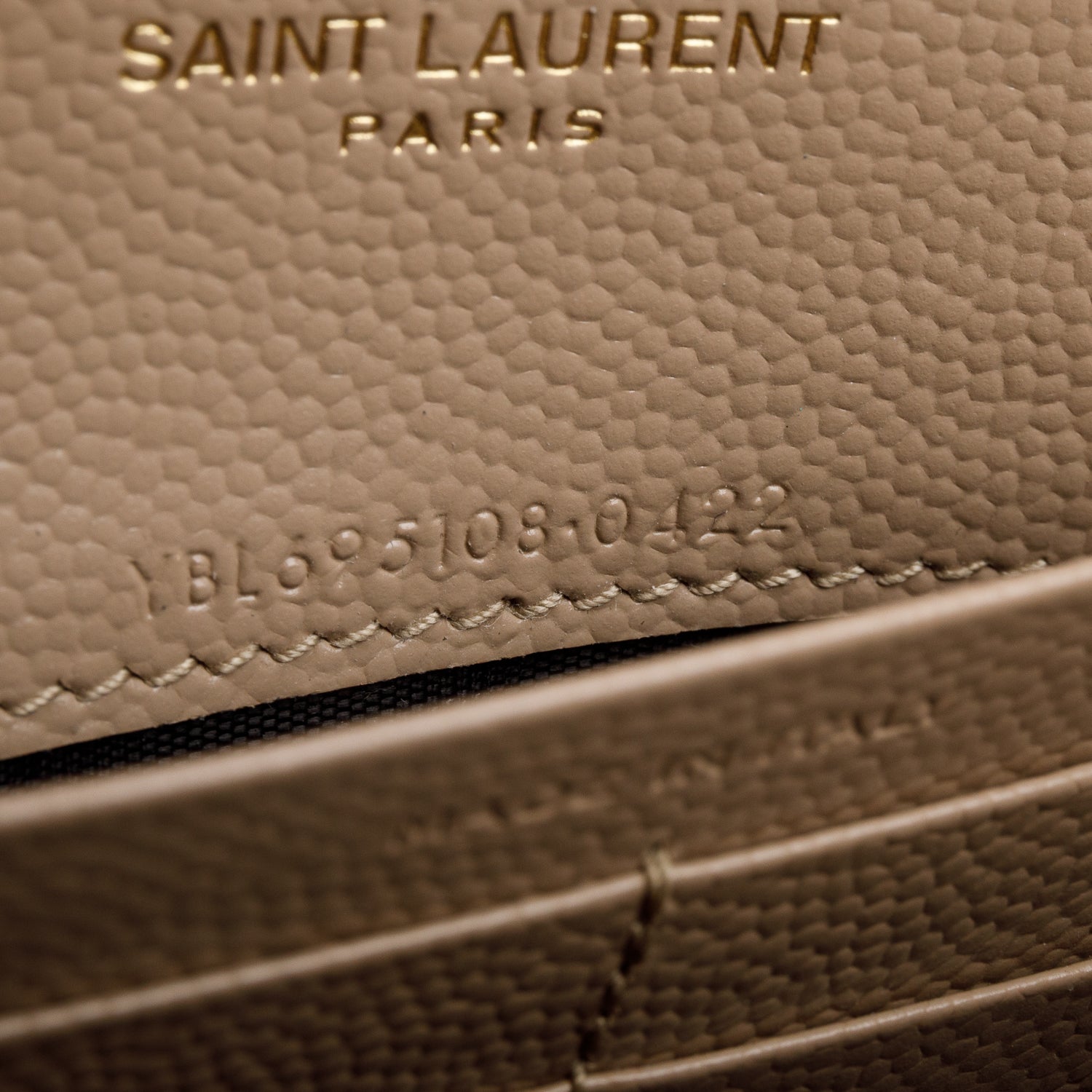 Saint Laurent 2022 Beige Cassandre Matelasse Envelope Chain Wallet w/ Box