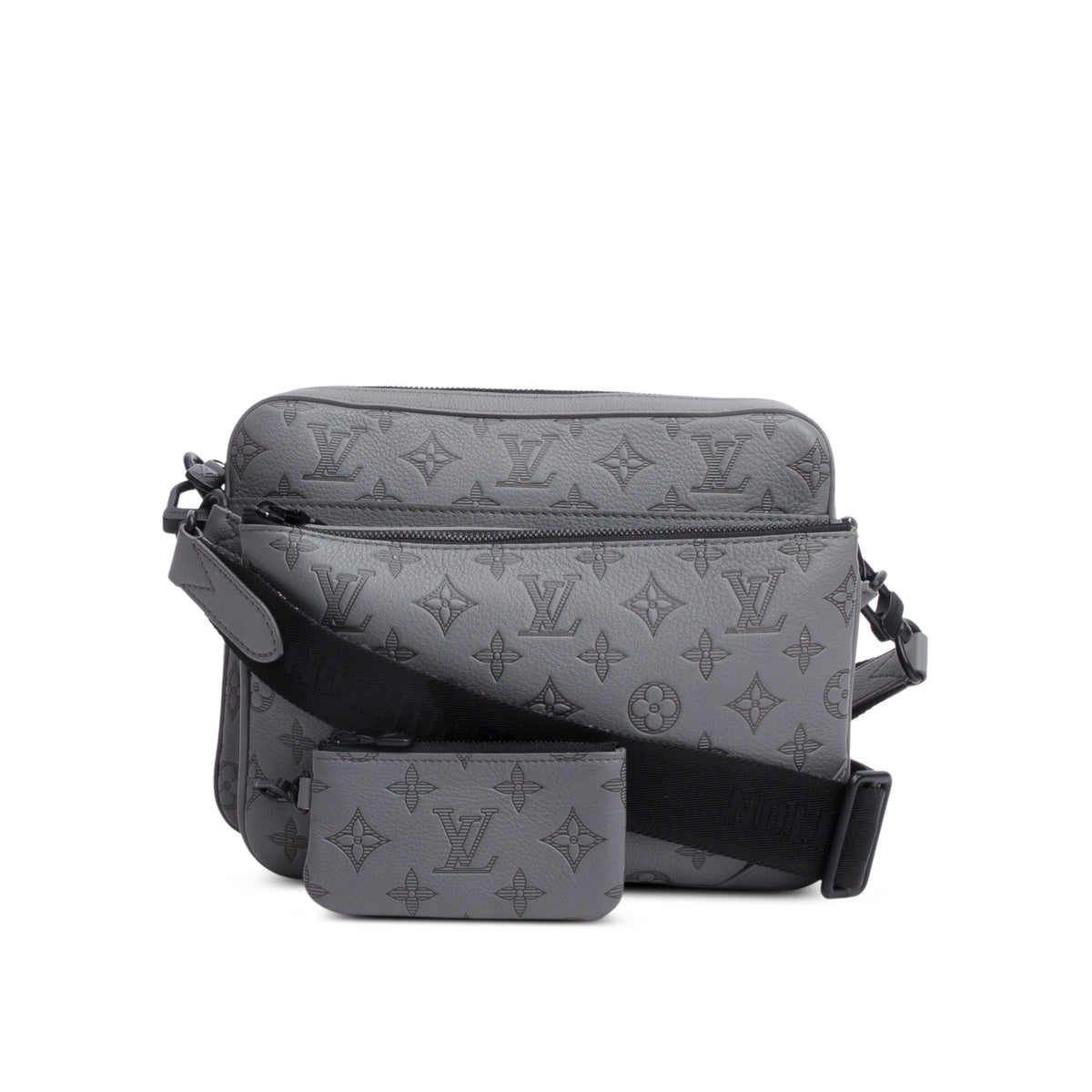 Louis Vuitton グレー ボディバッグ Louis Vuitton Grey Monogram Shadow Embossed Calfskin Leather Trio
