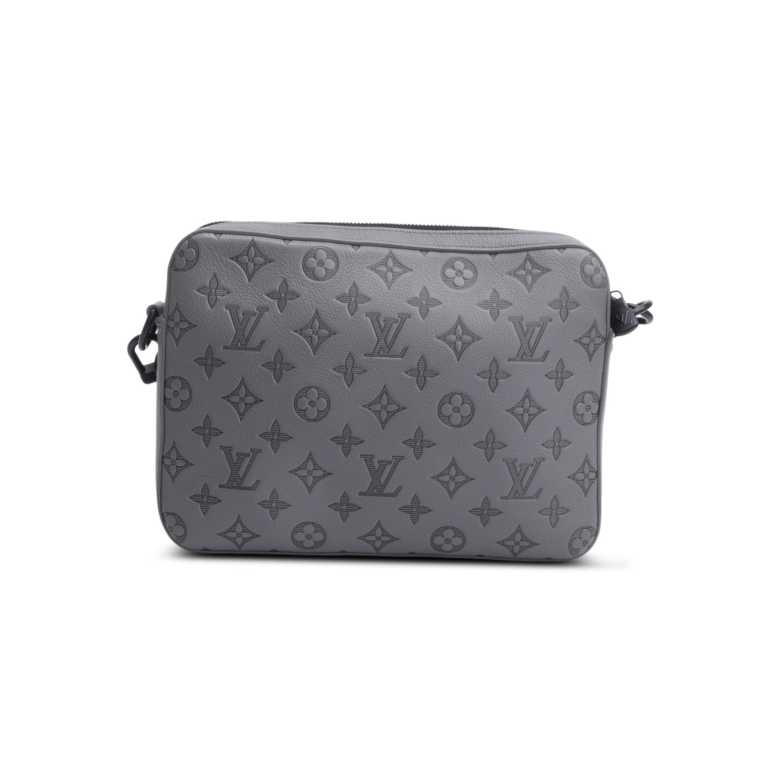 Louis Vuitton Grey Monogram Shadow Embossed Calfskin Leather Trio Messenger Bag