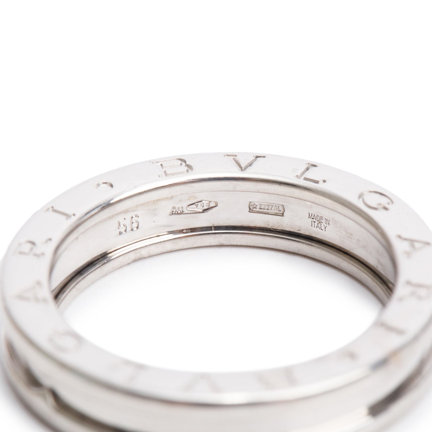 BVLGARI 18k White Gold B.Zero1 1-Band Ring, Size 56 7.75
