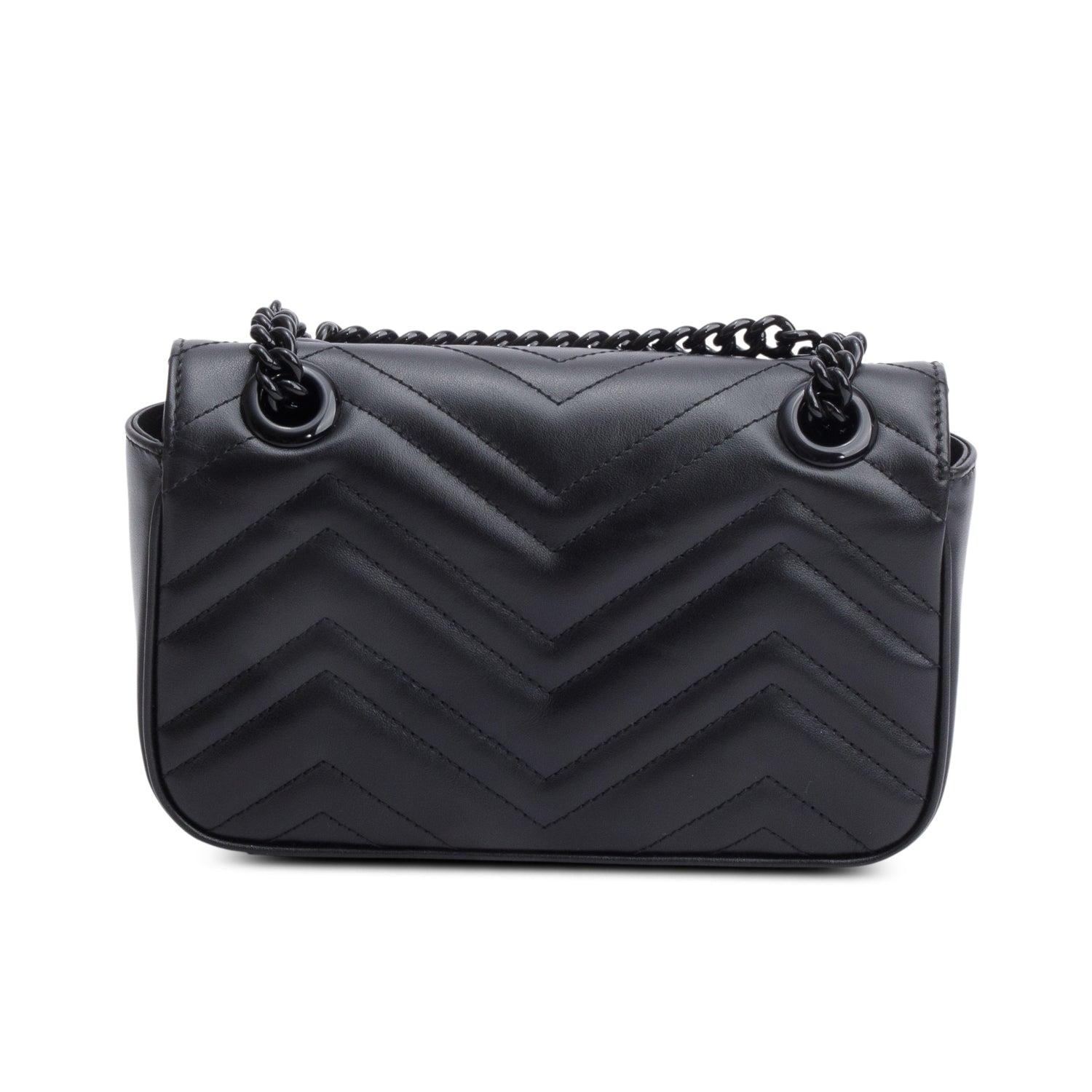 Gucci Black Monochrome GG Marmont Matelasse Small Shoulder Bag w/ Box