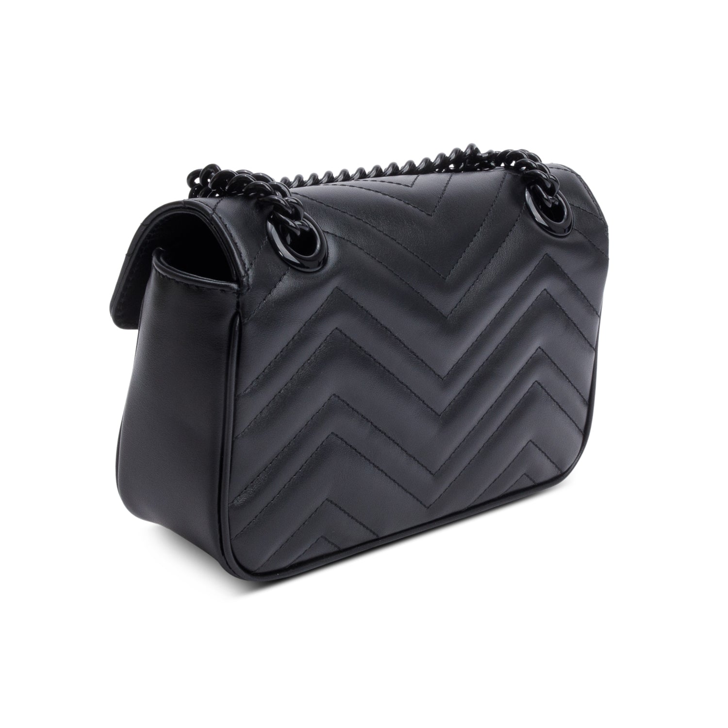 Gucci Black Monochrome GG Marmont Matelasse Small Shoulder Bag w/ Box