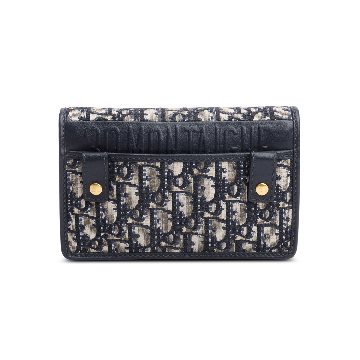 Christian Dior 2020 Navy Oblique 30 Montaigne 2-In-1 Pouch Bag w/ Straps
