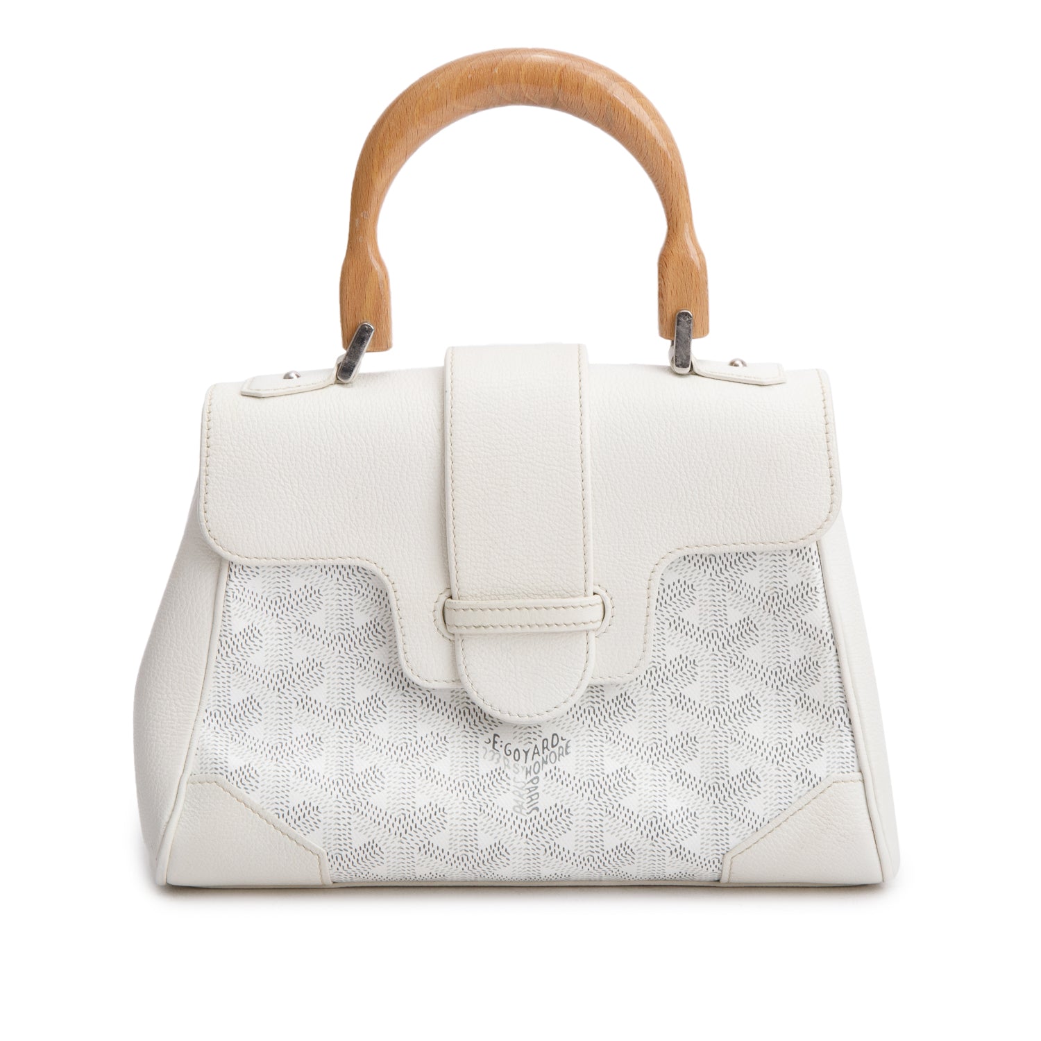 Goyard 2021 White Leather & Goyardine Canvas Saigon Souple Mini Bag w/ Strap