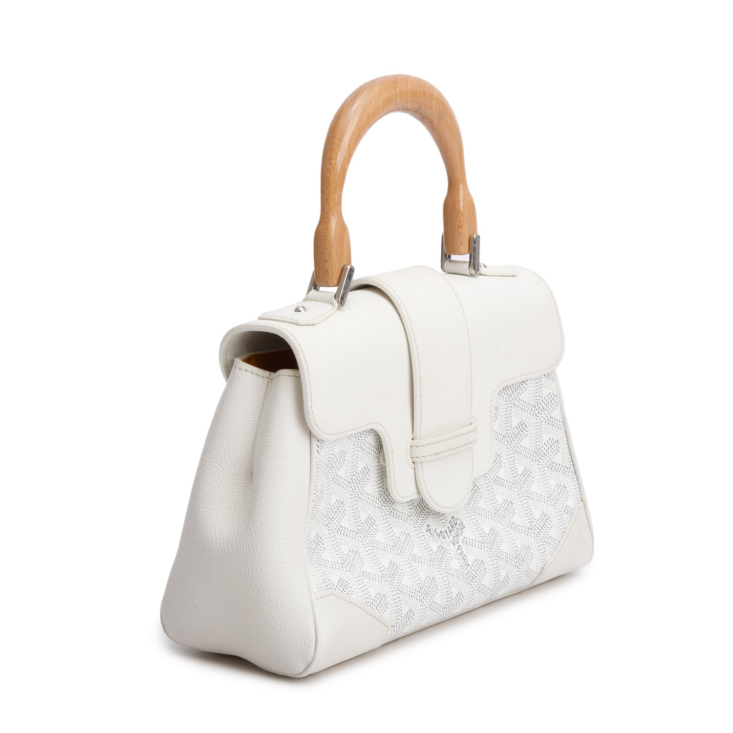 Goyard 2021 White Leather & Goyardine Canvas Saigon Souple Mini Bag w/ Strap