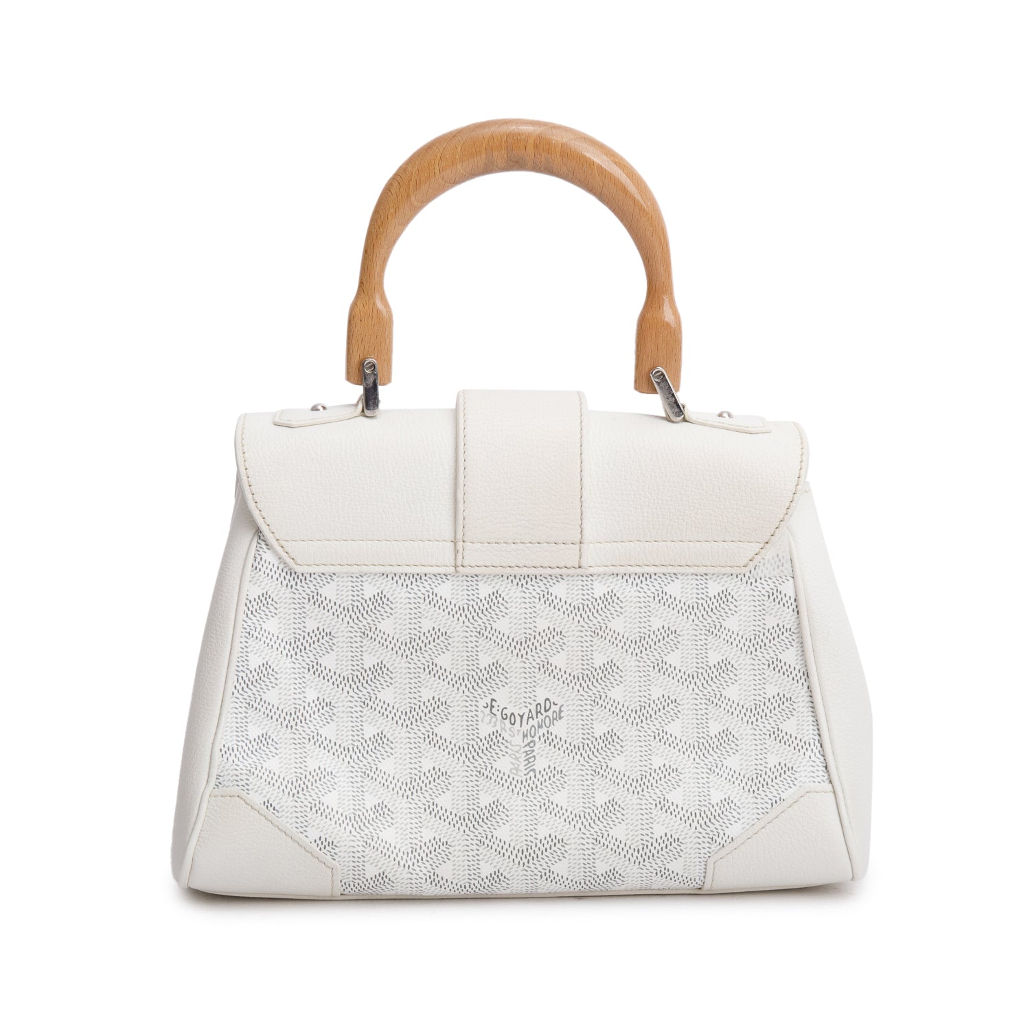 Goyard 2021 White Leather & Goyardine Canvas Saigon Souple Mini Bag w/ Strap