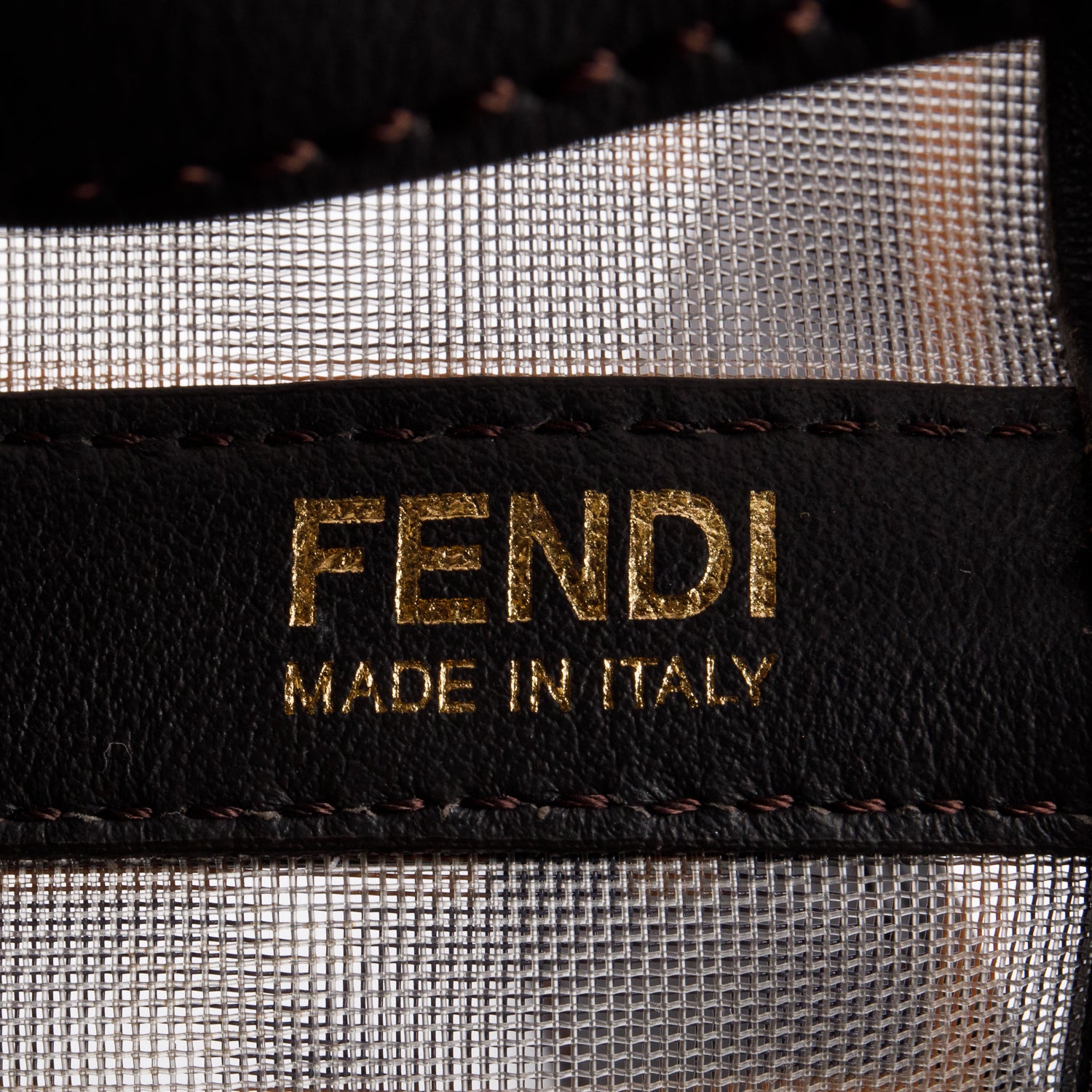 Fendi Brown Zucca FF Mesh Calfskin Leather Small Mon Tresor Bucket Bag w/ Strap