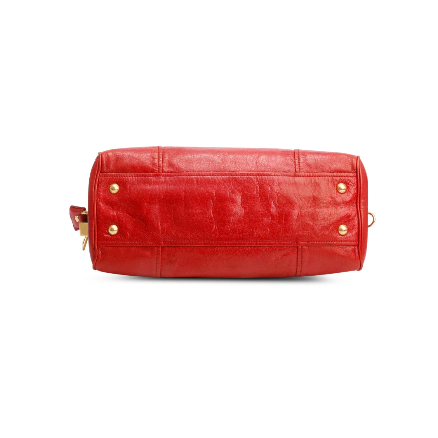 Prada Red Vitello Shine Leather Bauletto w/ Strap