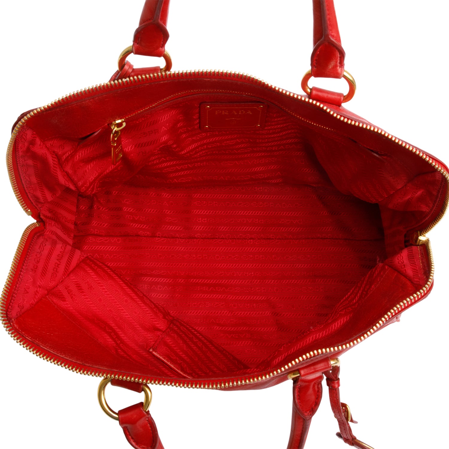 Prada Red Vitello Shine Leather Bauletto w/ Strap