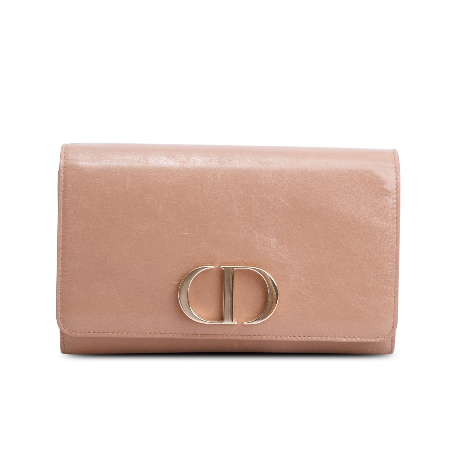 Christian Dior Beige Crinkled Leather 30 Montaigne Wallet on Chain