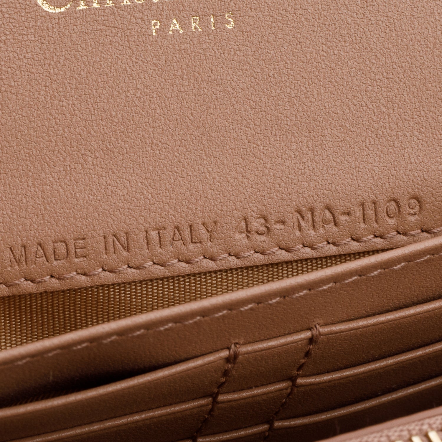 Christian Dior Beige Crinkled Leather 30 Montaigne Wallet on Chain