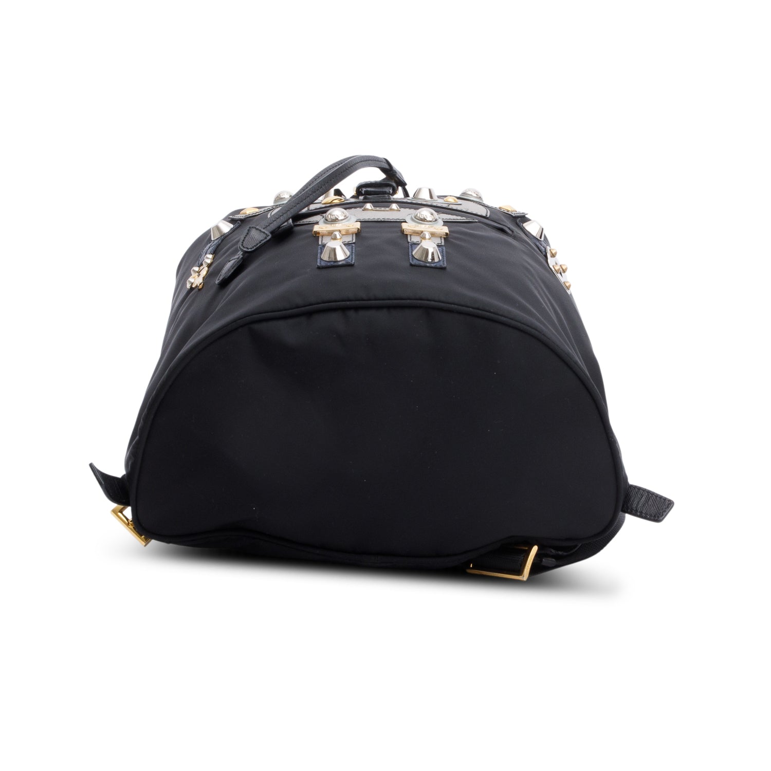 Prada Black Tessuto Nylon Grey Saffiano Leather Trim Robot Backpack