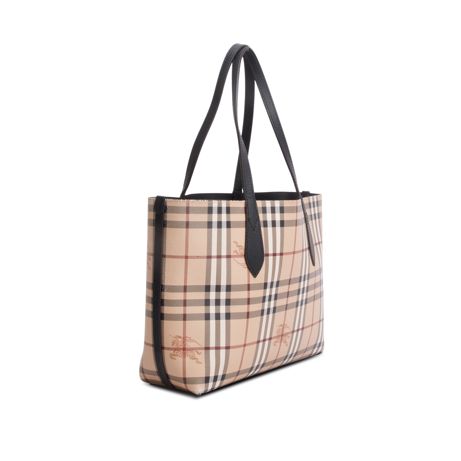 Burberry Black Calfskin Leather House Check Small Reversible Tote w/ Box