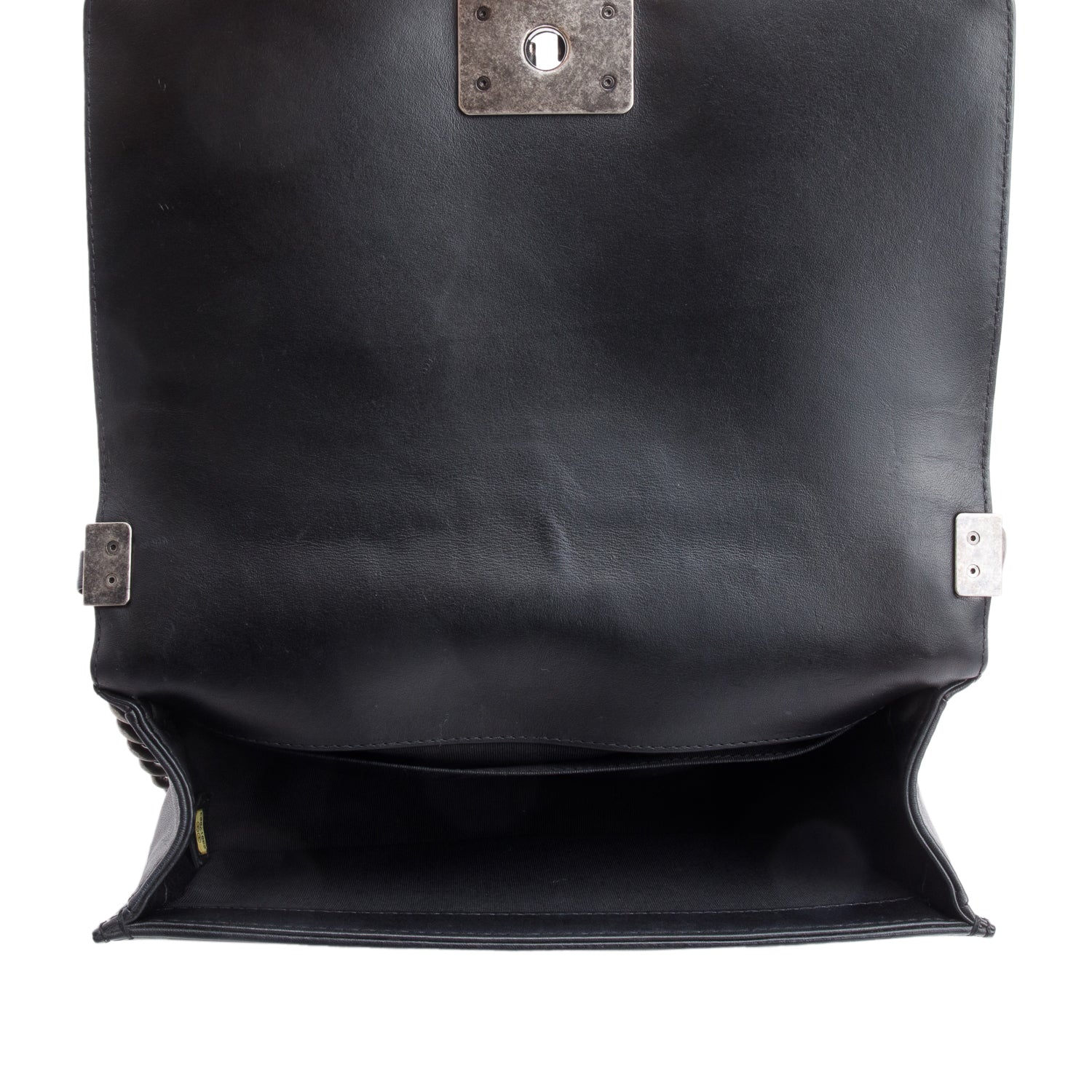 Chanel Black Chevron Quilted Calfskin Leather Whipstitch Medium Boy Bag w/ Box & Authenticity Card