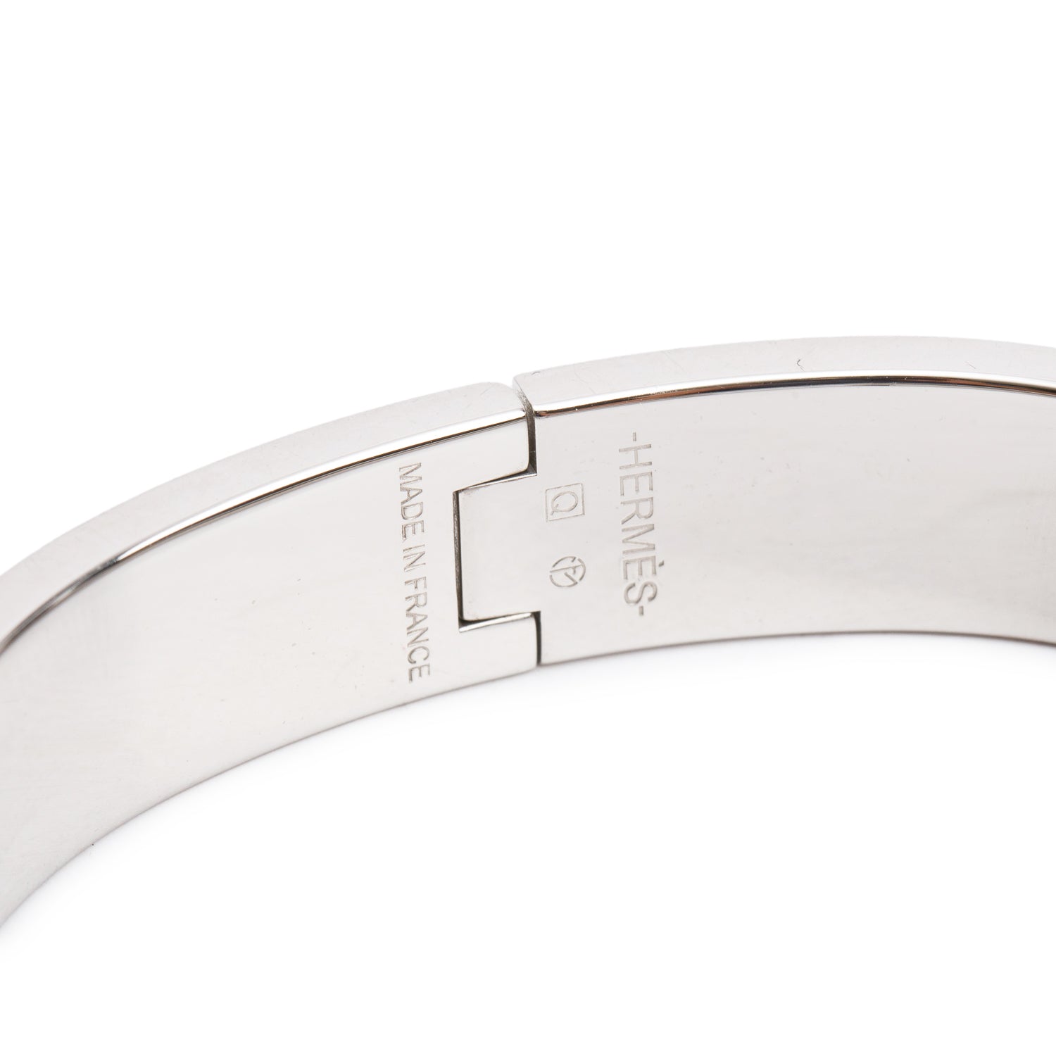 Hermes Palladium Plated Lilas Enamel 12 MM Clic H Bracelet w/ Box